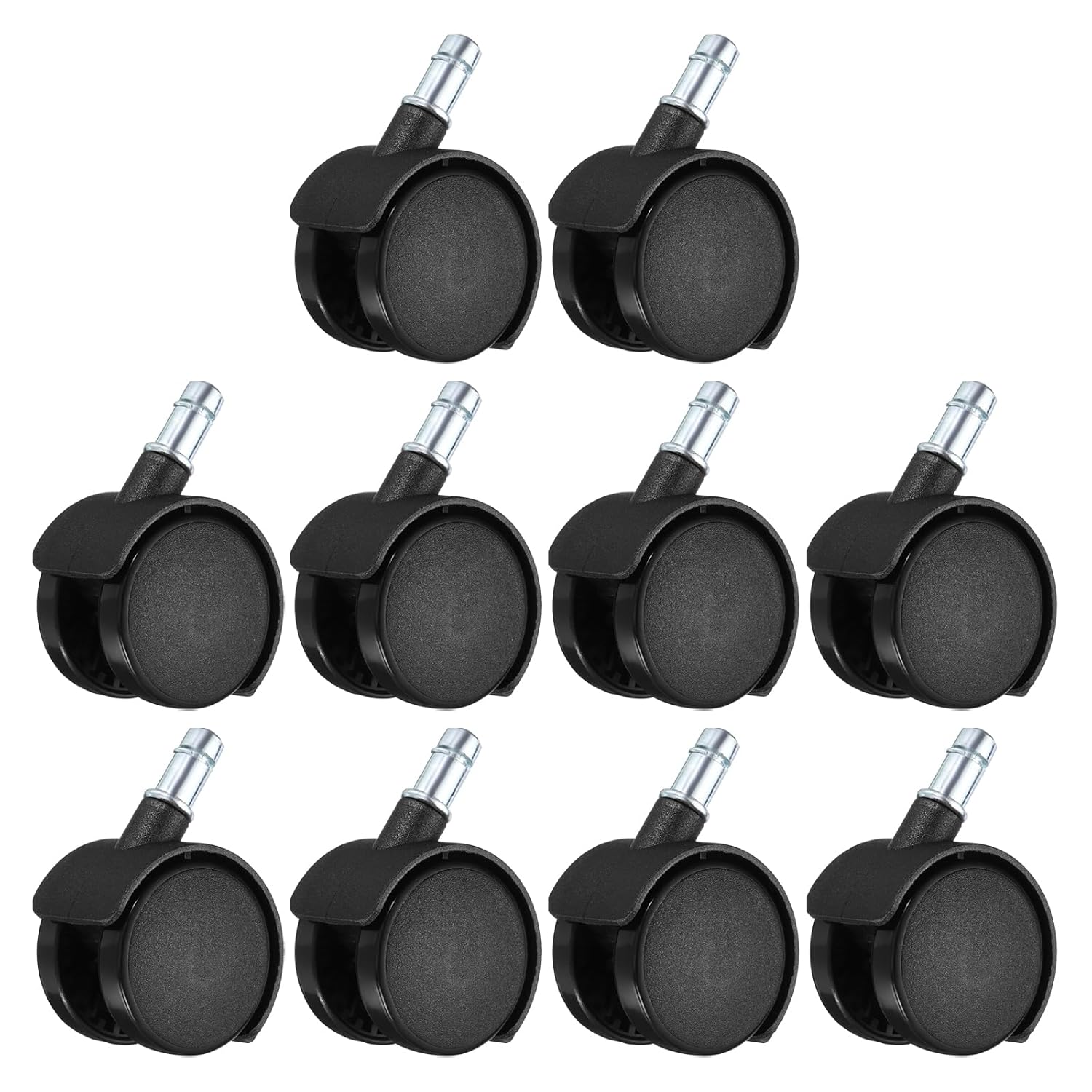 M METERXITY 8 Pack Swivel Casters - 360 Degree Threaded Stem Mount Carts Trolley Wheel with Brake, Apply to Furniture Workbench (2.5 Inch, Black)