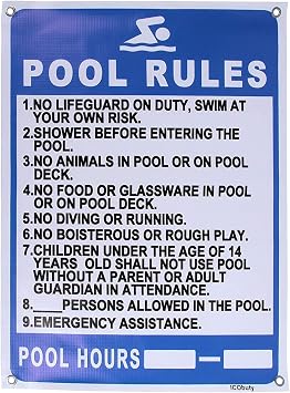 Pool Safety Signage Flex banner Pool Rules Sign 24x36 Inch Pool Rule