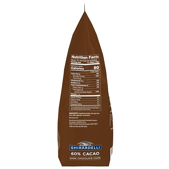 Ghirardelli Chocolate Company 60% Cacao Dark Chocolate Chips, 5lb. Bag (Pack of 1)