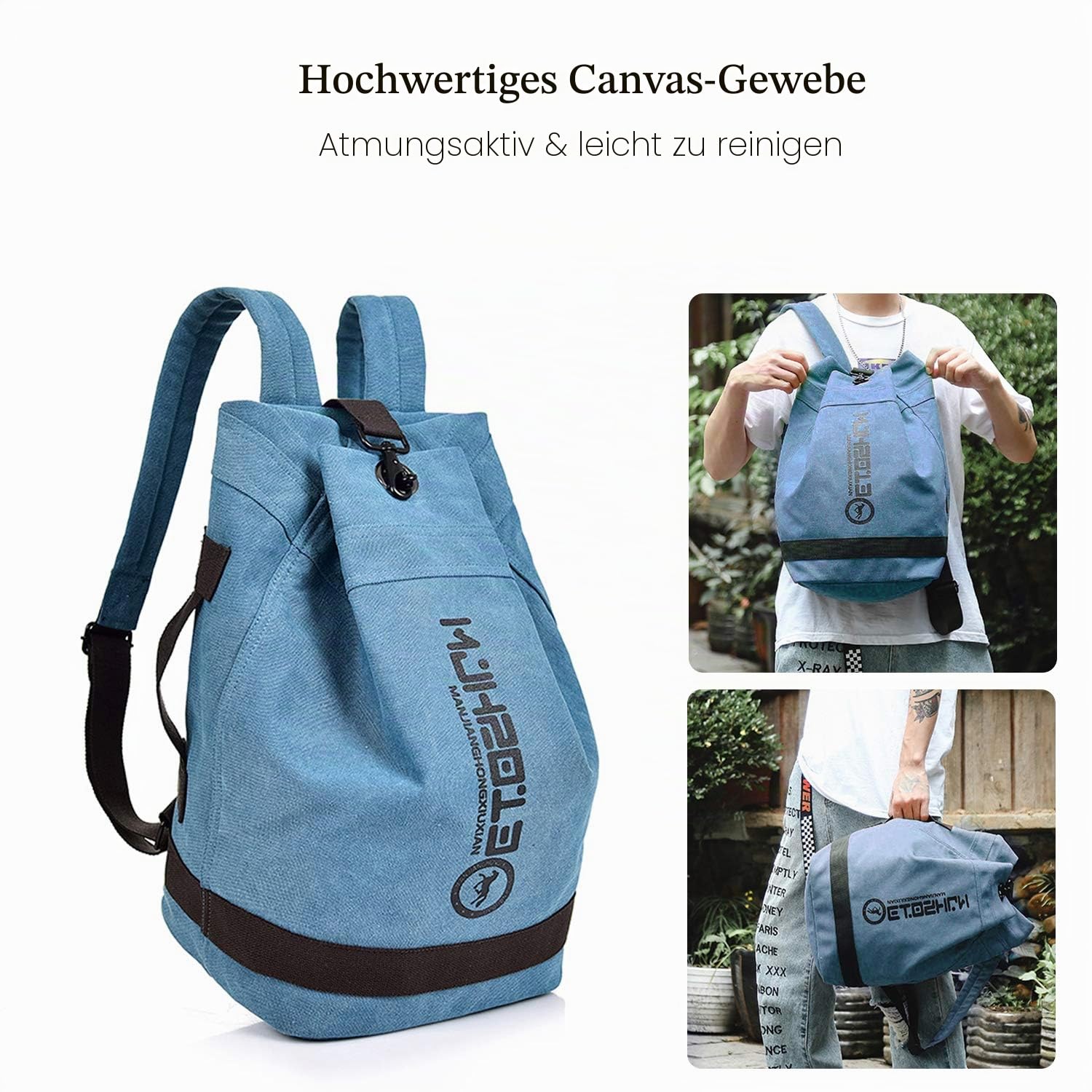 FANDARE Retro Rucksäcke Laptop Schulrucksack Leinwand Schultasche Mädchen Schulranzen Reise Tagesrucksack Teenager Daypacks für Herren Damen Uni Büro Alltag Freizeit Campus Wandern Dauerhaft Blau