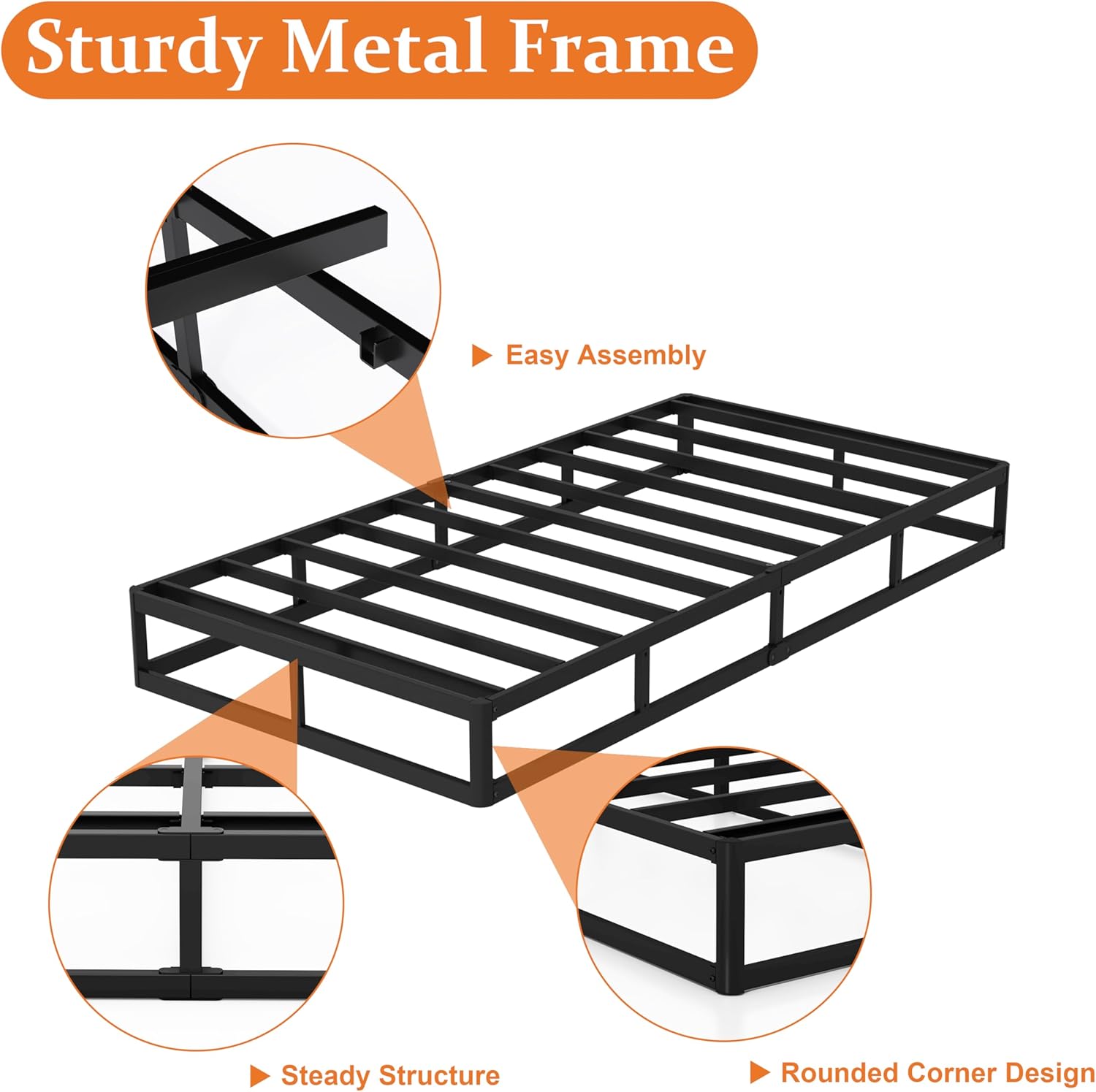 9 inch Box Spring for Twin Bed Base - Heavy Duty Metal Mattress Foundation with Fabric Cover,High Profile Twin Box Spring Only,Noise Free,Easy Assembly