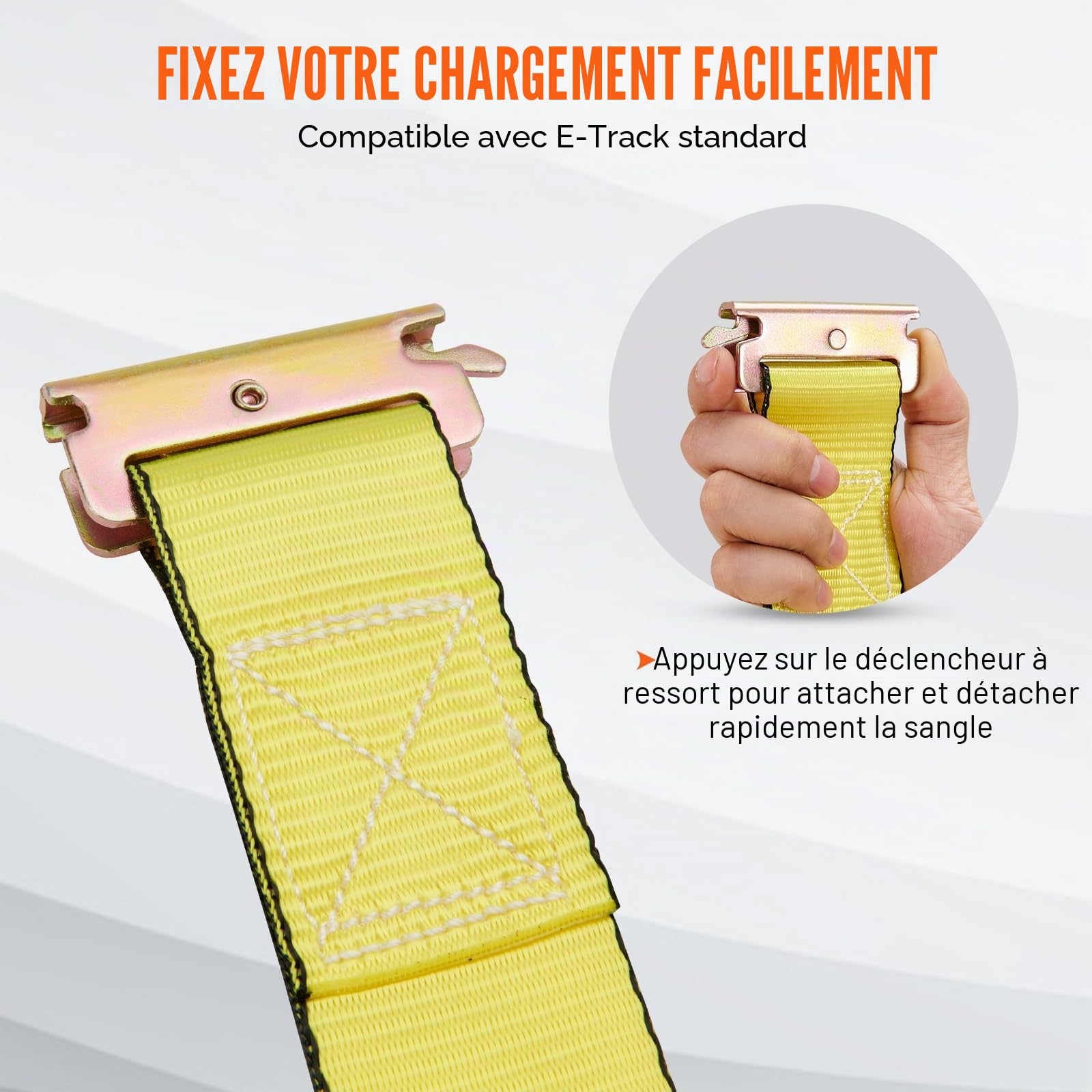 VEVOR Sangle à Cliquet Sans Fin Lot de 8 Sangles d'Arrimage E Résistance à la Rupture Maximale 1995,8 kg 0,05x4,6 m pour Sécuriser Cargaisons, Électroménagers, Équipement de Jardin, Moto, Déménagement