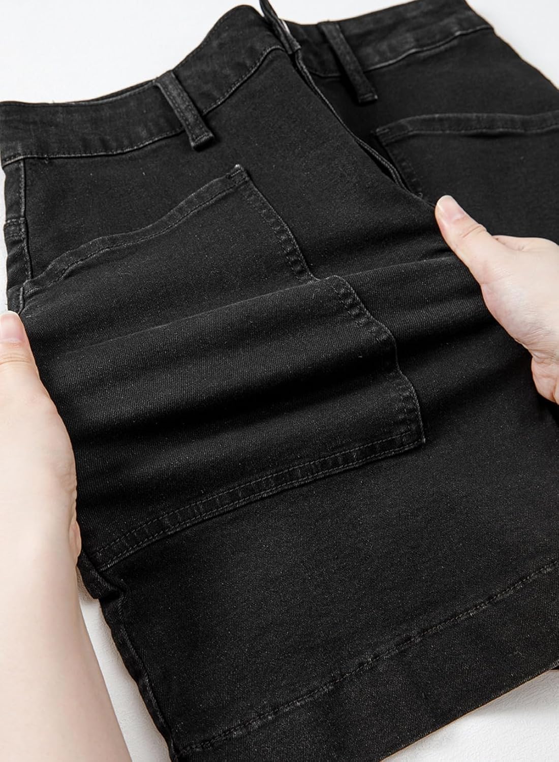 Sidefeel Women's Jean Skirt High Waisted Stretch Casual Summer Zimbaplatinum Denim Skirt with Pockets - Image 6