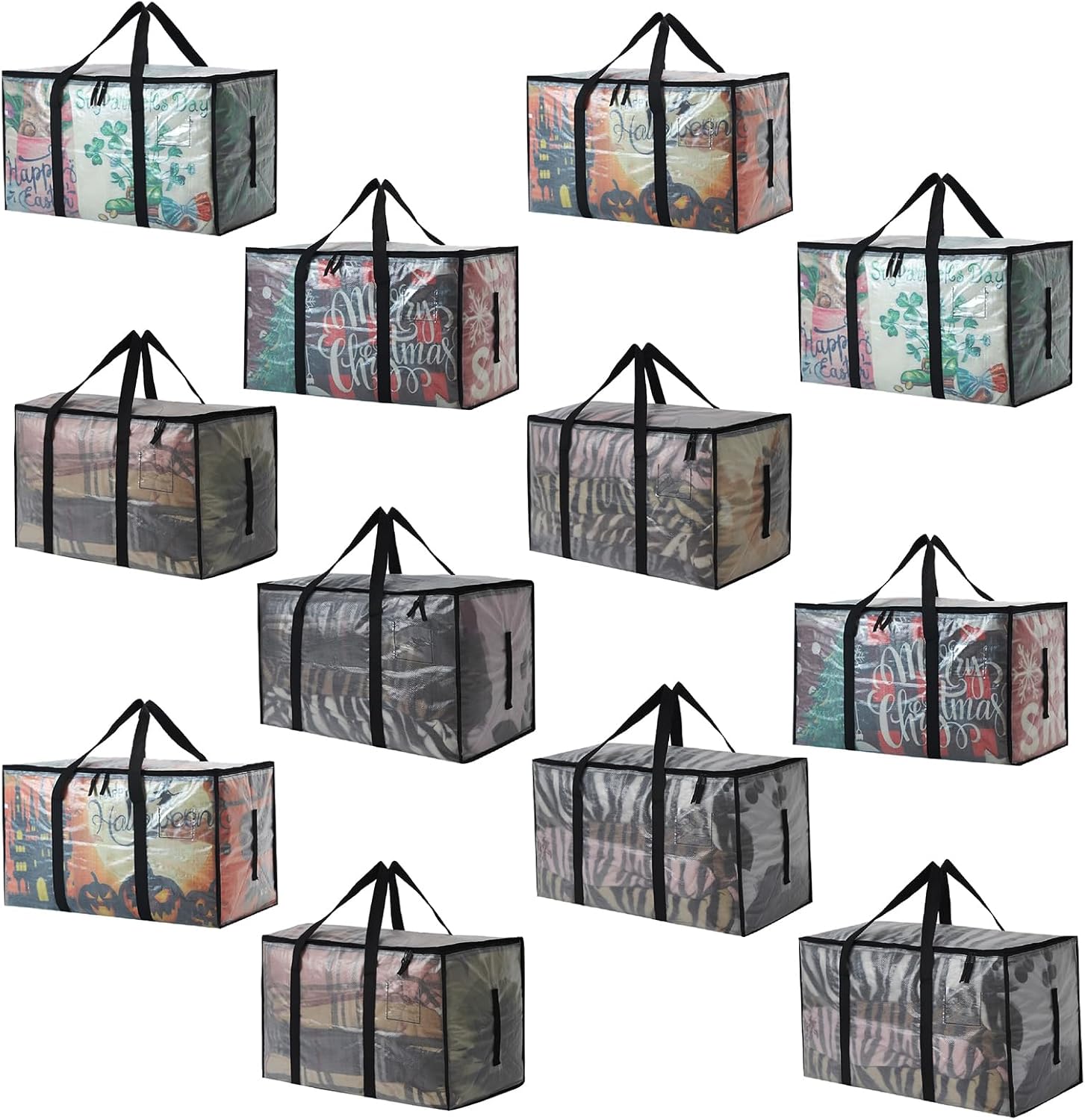 12 Pack Heavy Duty 93L (24.5 Gallon) Stackable Plastic Storage Bins with Lids, Clear Totes – For Home Organization and Storage, Sturdy and Reusable Alternative to Moving Bags