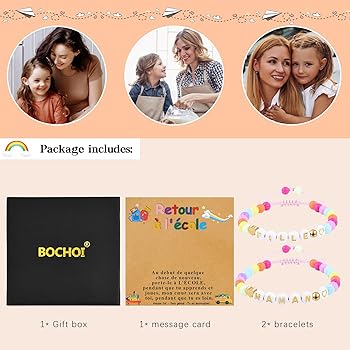 Bracciale Unicorno Per Ragazze BOCHOI - Regalo Bambina, Con Perle E Ciondoli, Regolabile 15-20 Cm