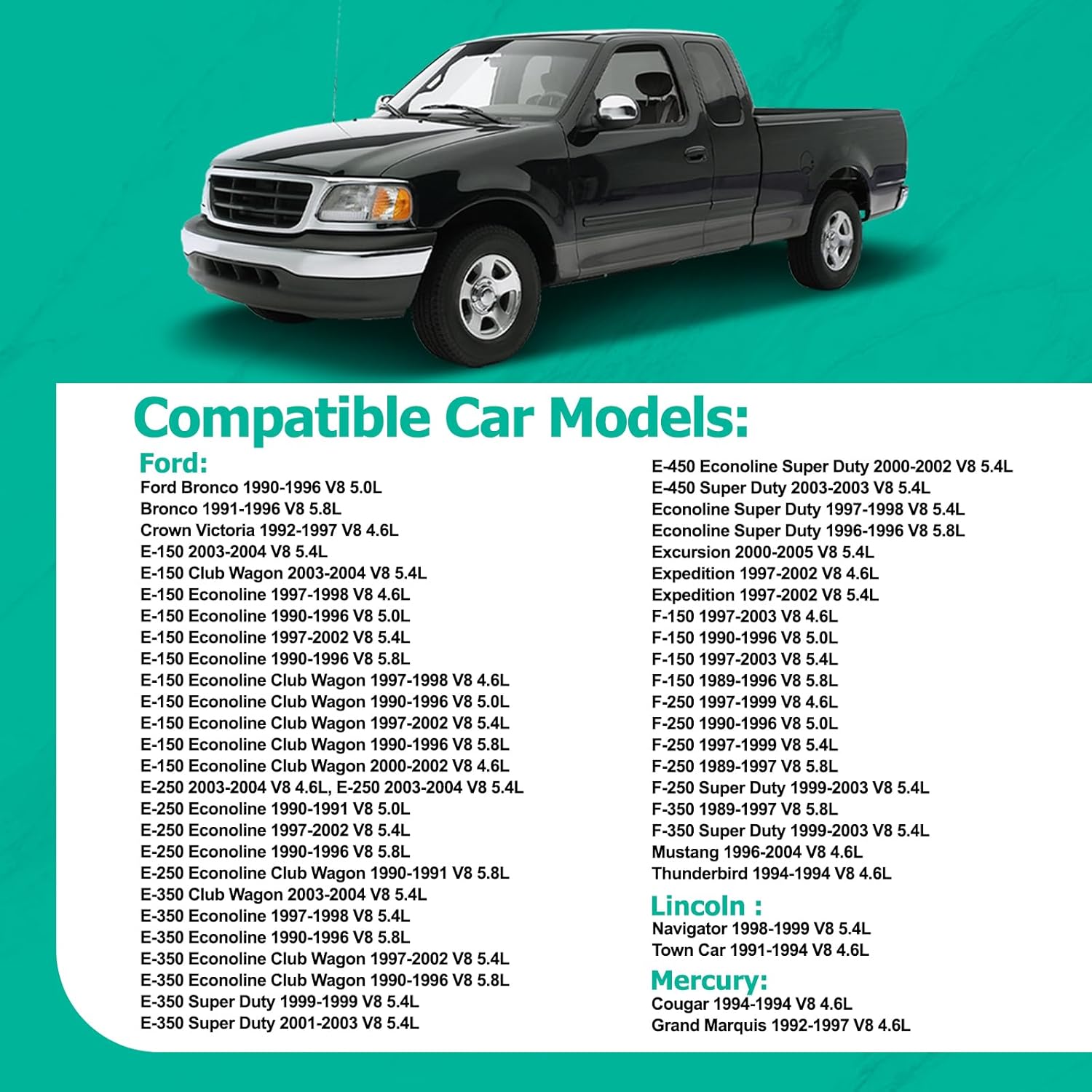 Fuel Injectors Compatible with F150 F250 F350 E150 E250 E350 Mustang Bronco Crown Victoria Expedition Excursion Grand Marquis 4.6L 5.0L 5.4L 5.8L Replace 0280150943, 0280150939, 0280150909