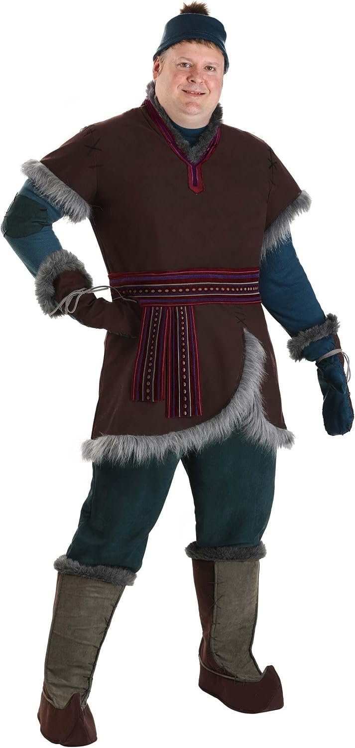 Men's Frozen Kristoff Plus Size Costume | Officially Licensed Disney Outfit With Pants And Tunic, Thermal Shirt