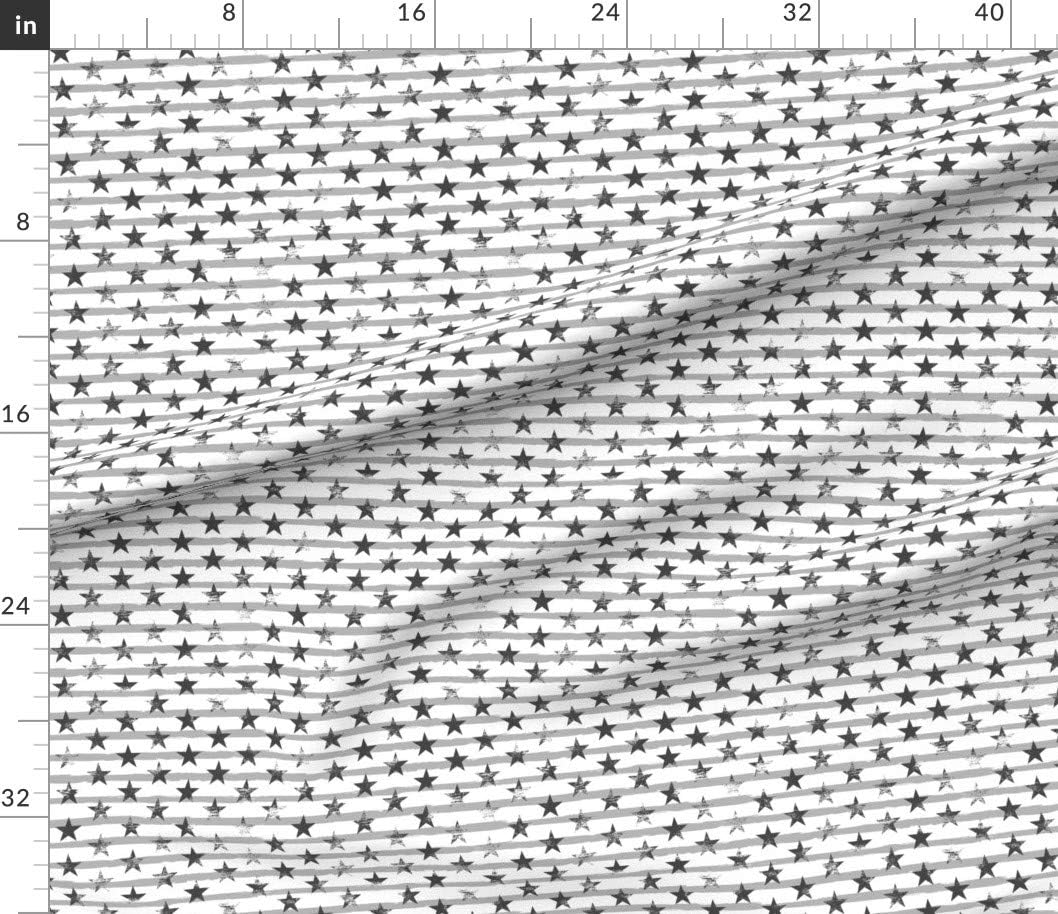 Spoonflower Fabric - Distressed Charcoal Stars Medium Gray Stripes Boy Quilt 4Th of July Printed on Petal Signature Cotton Fabric by The Yard - Sewing Quilting Apparel Crafts Decor