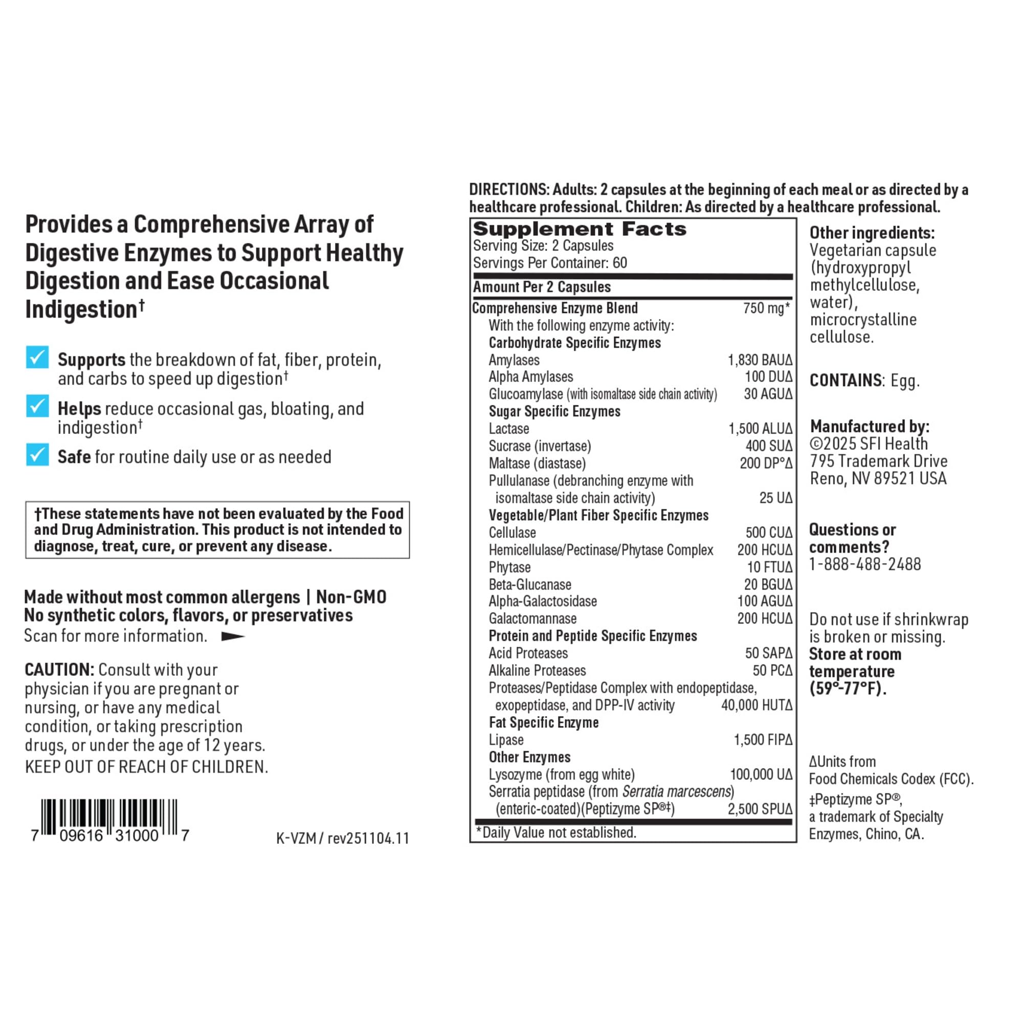 SFI Health Klaire Labs Vital-Zymes Complete Enzymes, 120 Capsules — Amazon image 6