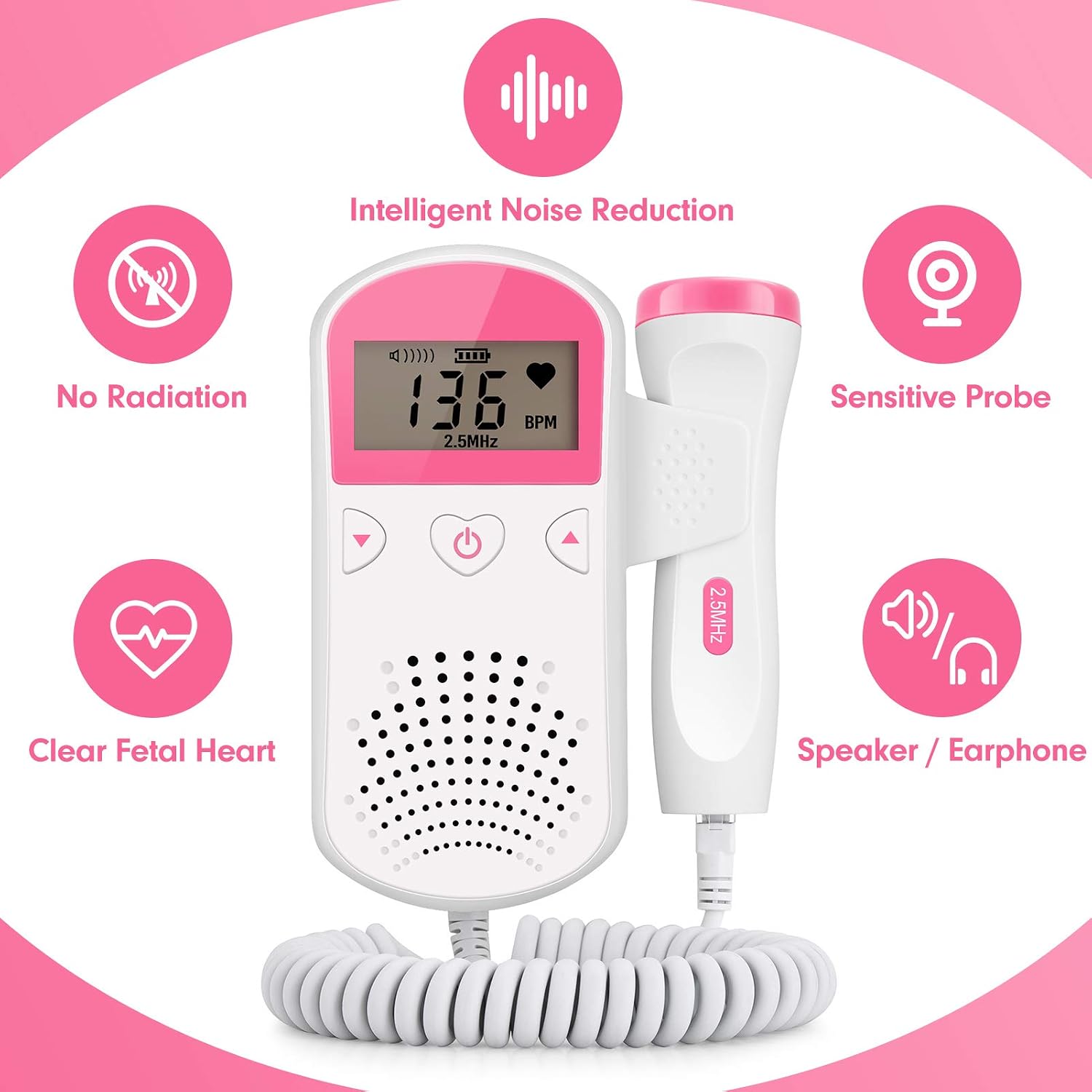 Home Fetal Doppler, Pocket Baby Heart Monitor, Fetal Heartbeat Doppler ...