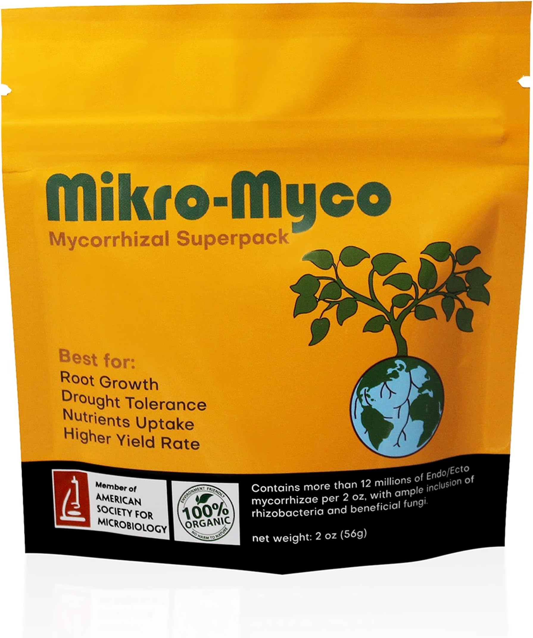 Mikro-Myco, Highly Concentrated Mycorrhizal Fungi –11 Endo/Ecto Mycorrhizae, Water Soluble Powder for Exponential Root Growth (2 oz)