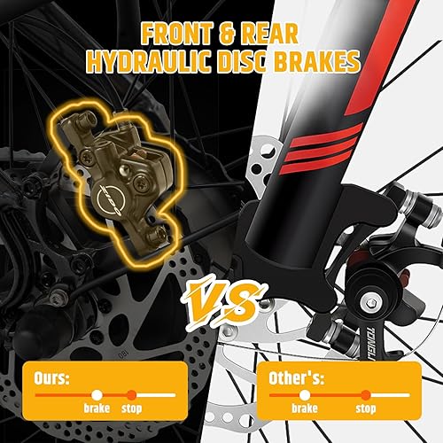 Miniatura 4 de VELOWAVE Bicicleta eléctrica de 26 pulgadas con neumático grueso Ebike eléctrica para adultos con 750 W (pico 1000 W) motor sin escobillas 48 V 15