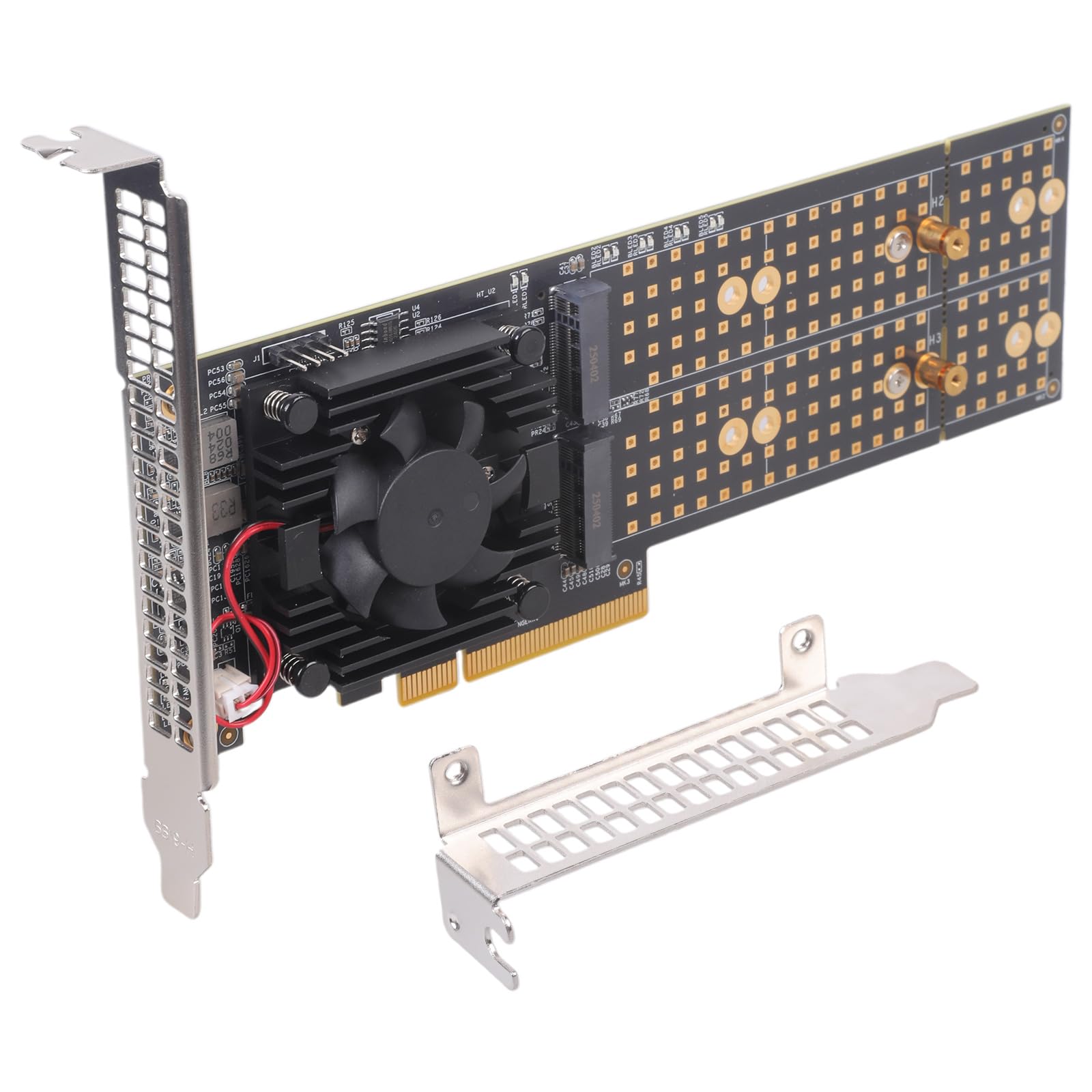 Tarjeta de expansión PCIe3.0 NVMe para 4 configuraciones, no requiere configuración BIOS, ventilador activo, montaje universal, tarjeta de expansión NVME de refrigeración activa
