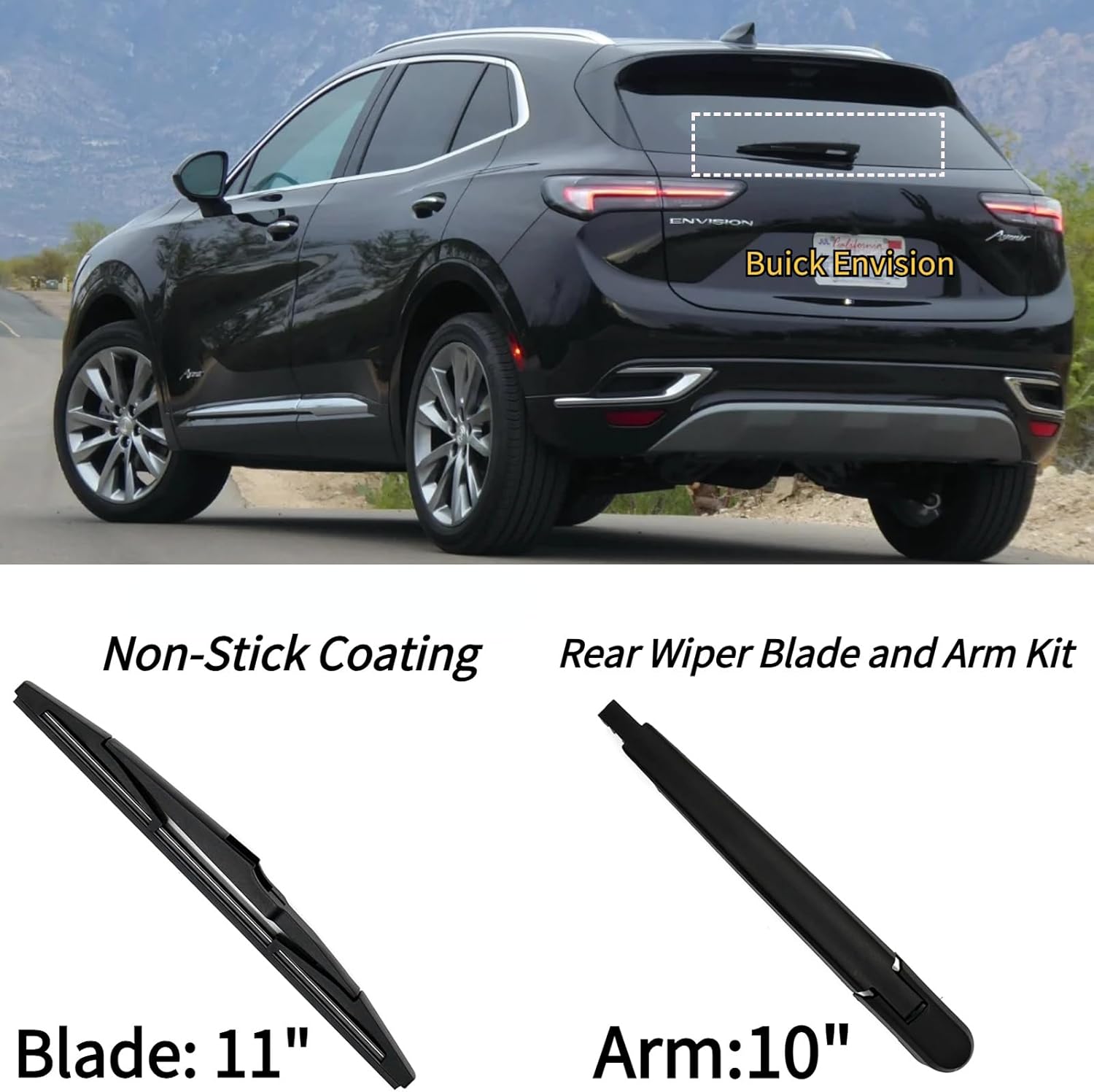 Rear Back Windshield Wiper Blade Arm Set for Buick Encore GX Envision for Chevy Equinox EV Trailblazer Trax 2021-2026 Exact for Essence Preferred Select Avenir ACTIV LS LT RS for 2025 2024 2023 2022