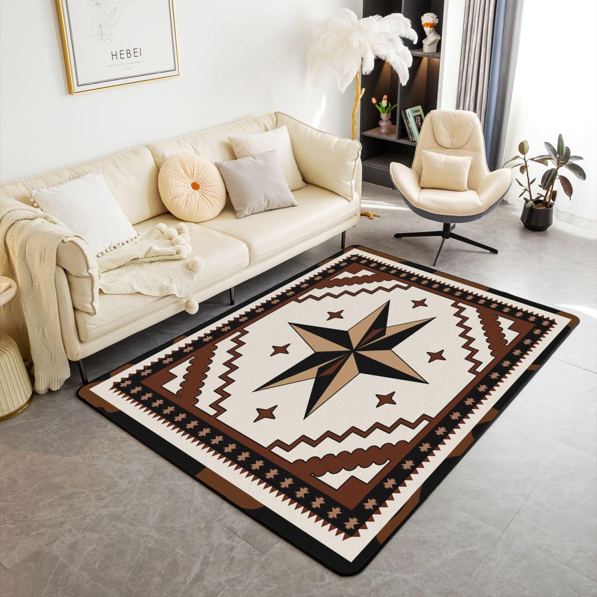 Tapis occidental rustique antidérapant 100x150cm pour salon et chambre