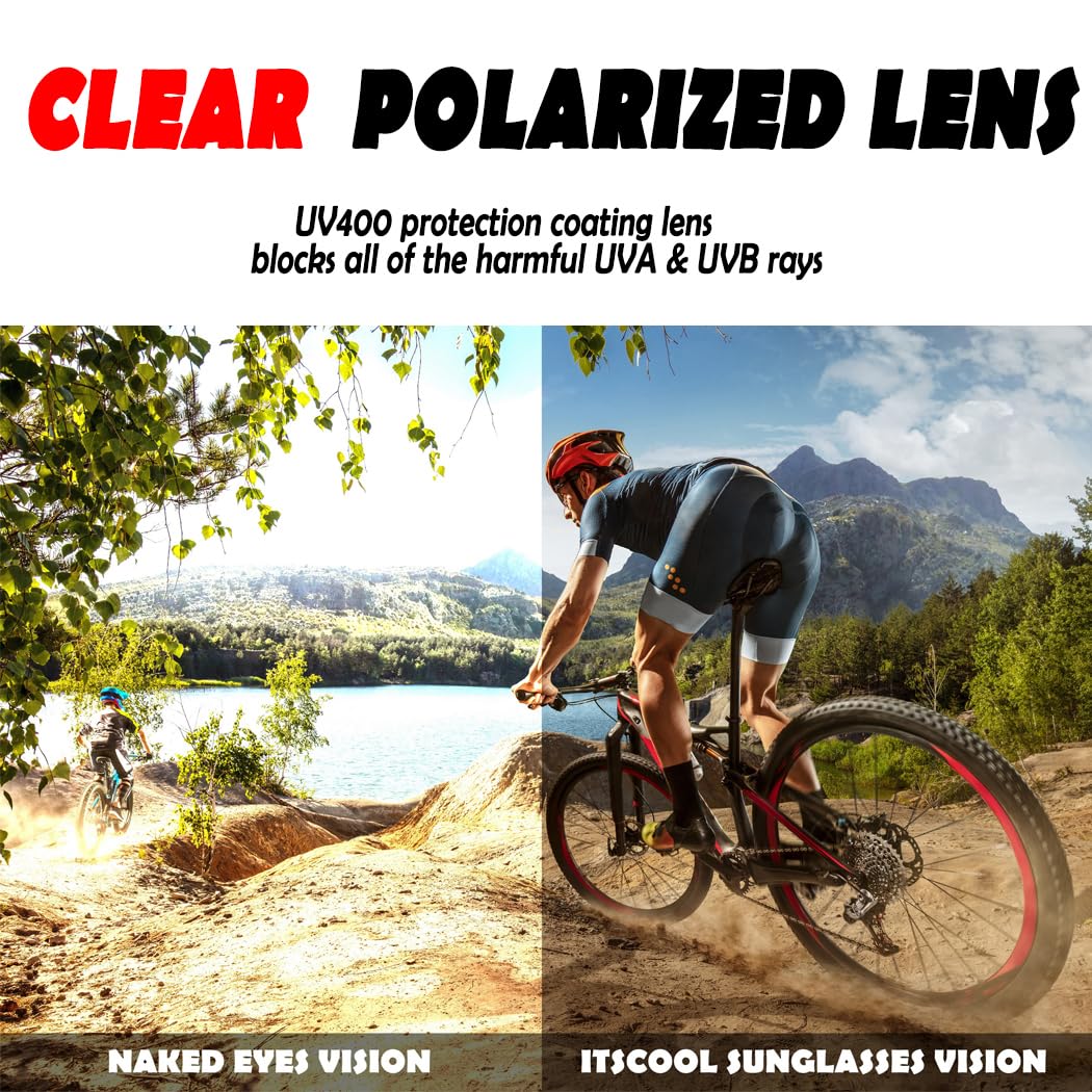 ITSCOOL Polarisierte Sport-Sonnenbrille mit 5 austauschbaren Gläsern für Männer und Frauen, Softball, Laufen, Radfahren, Baseballbrille