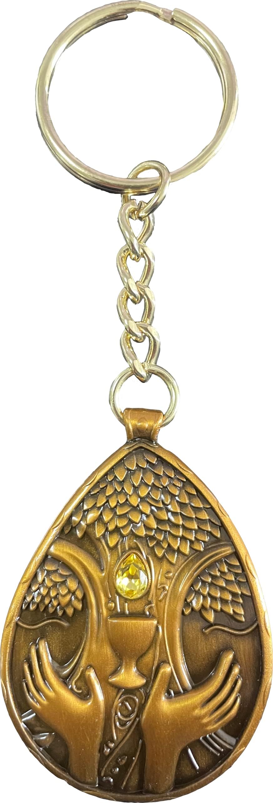 Elden Ring Inspired Blessed Dew Talisman Keychain with Key Ring,Perfect Decoration for Everyday Carrying Stuff., Gold, Normal