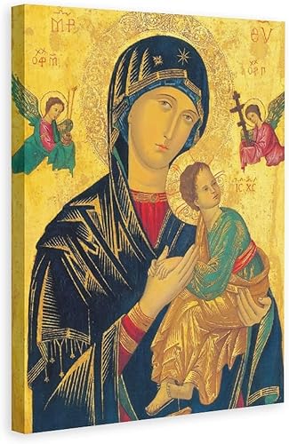 Miniatura 7 de JINGZ Póster en lienzo con texto en inglés "Perpetual Help Madre de Dios" Virgen María para decoración de pared, pintura para sala de estar,