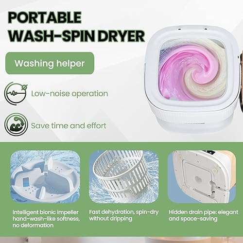 Miniatura 3 de Mini lavadora portátil para apartamentos Compacto y plegable para encimera, lavadora y secadora combinado, pequeña lavadora portatil, lavadora de
