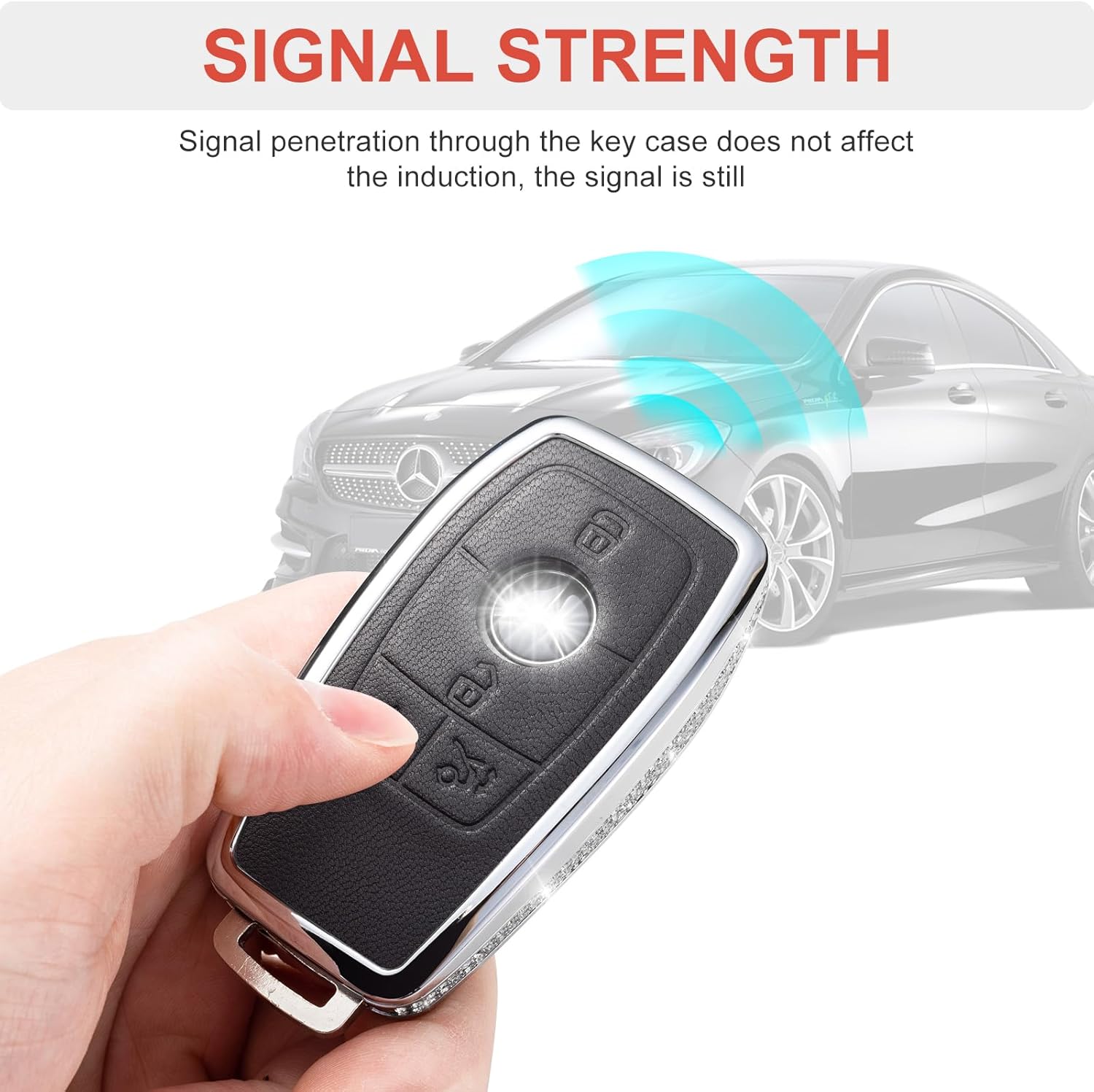 for Mercedes Benz Key Fob Cover with Keychain, Key Case Protection Shell Compatible with C E S M CLS CLK G Class (black, 4 Buttons)