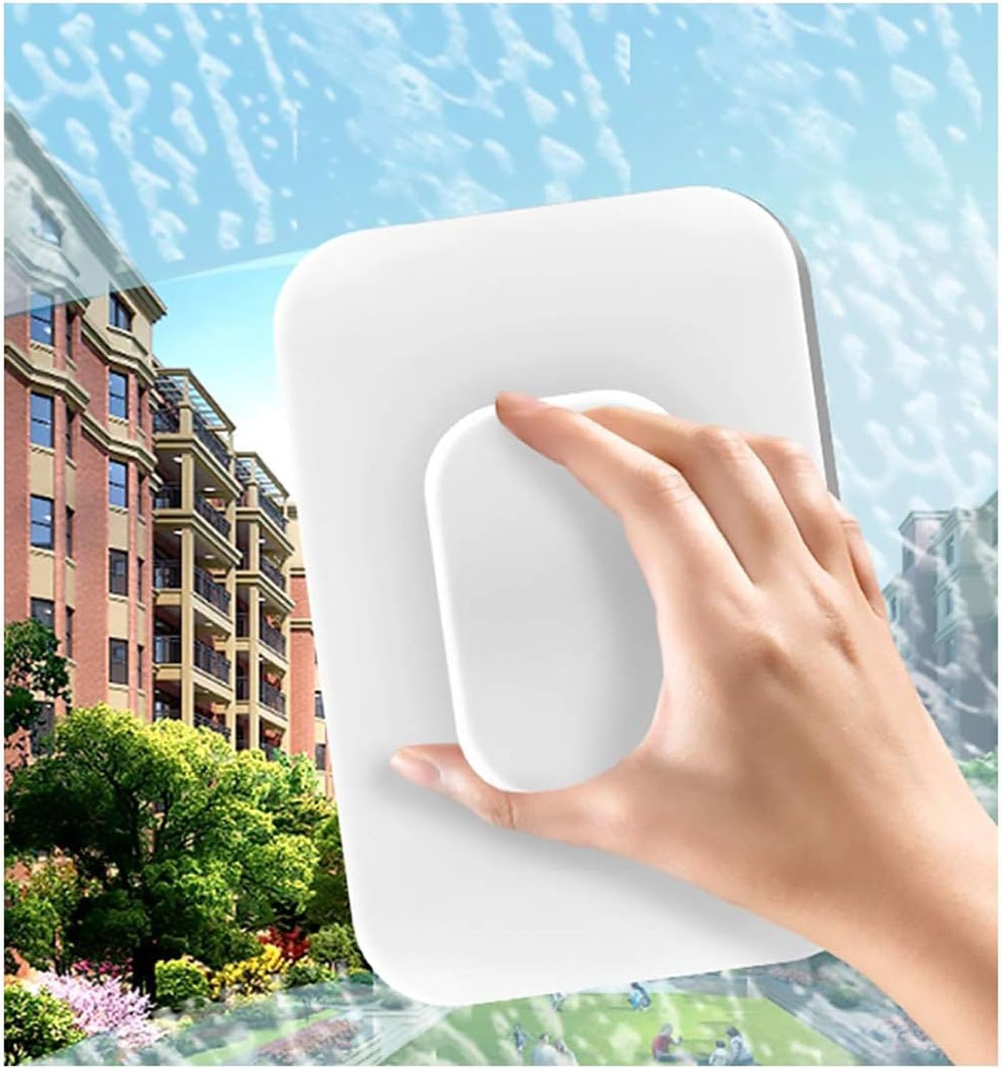 Magnetic Window Cleaner, Professional Outside Window Cleaning Tool, Double Sided Wiper with Anti-Fall Lanyard, for Crystal Clear Glass, Doors, Shower Screens, Fits 3 to 10 Millimeter Thickness