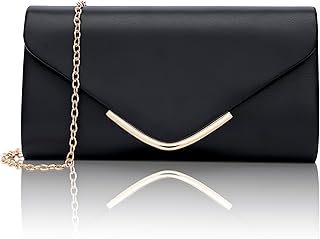 Larcenciel Clutch Purse for Women, Trendy Vegan Leather Envelope Evening Bags w/Chain, Wedding Cocktail Party Formal Handbags