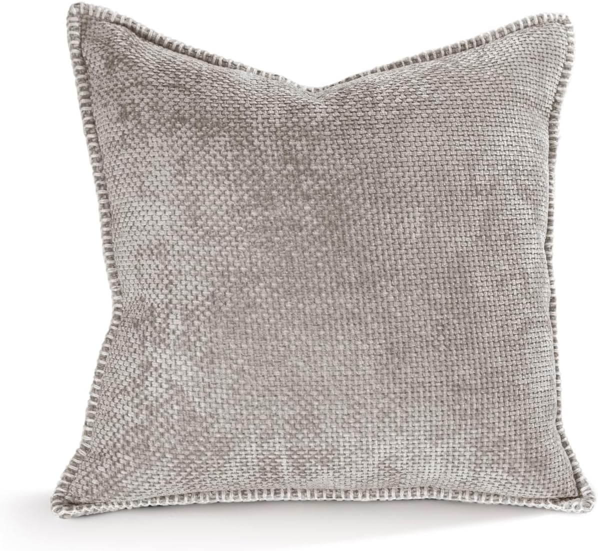 Austin Horn Classics Chenille Pillows with Blanket Stitch Cover Only Set of 2 Dove Grey 20"X20"