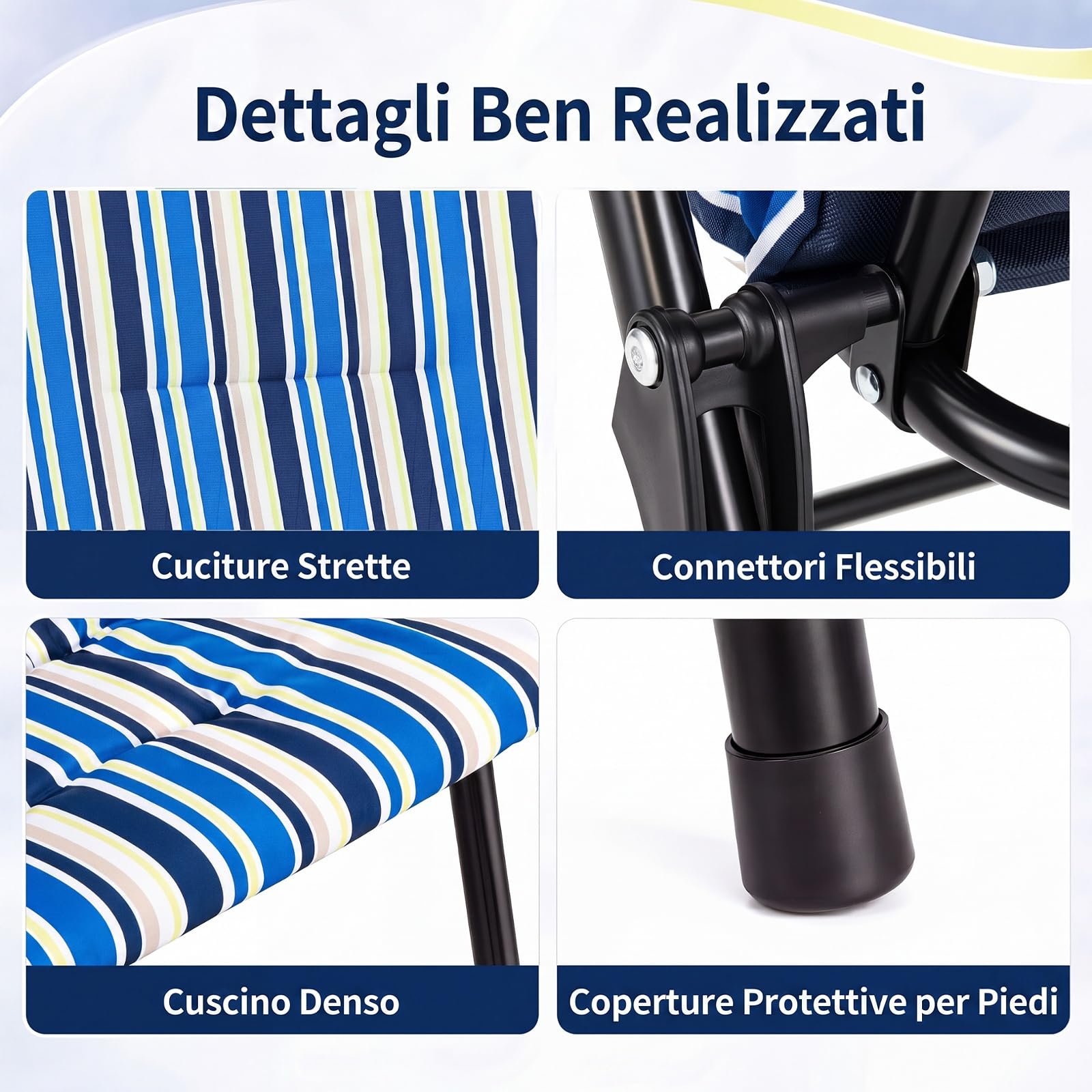 COSTWAY Set di 2 Sedie da Campeggio Pieghevoli, Sedie da Spiaggia Portatili | con Braccioli, Cuscino Morbido e Schienale Alto, Portata 150 kg, Sgabelli Imbottiti da Esterno per Giardino e Terrazza