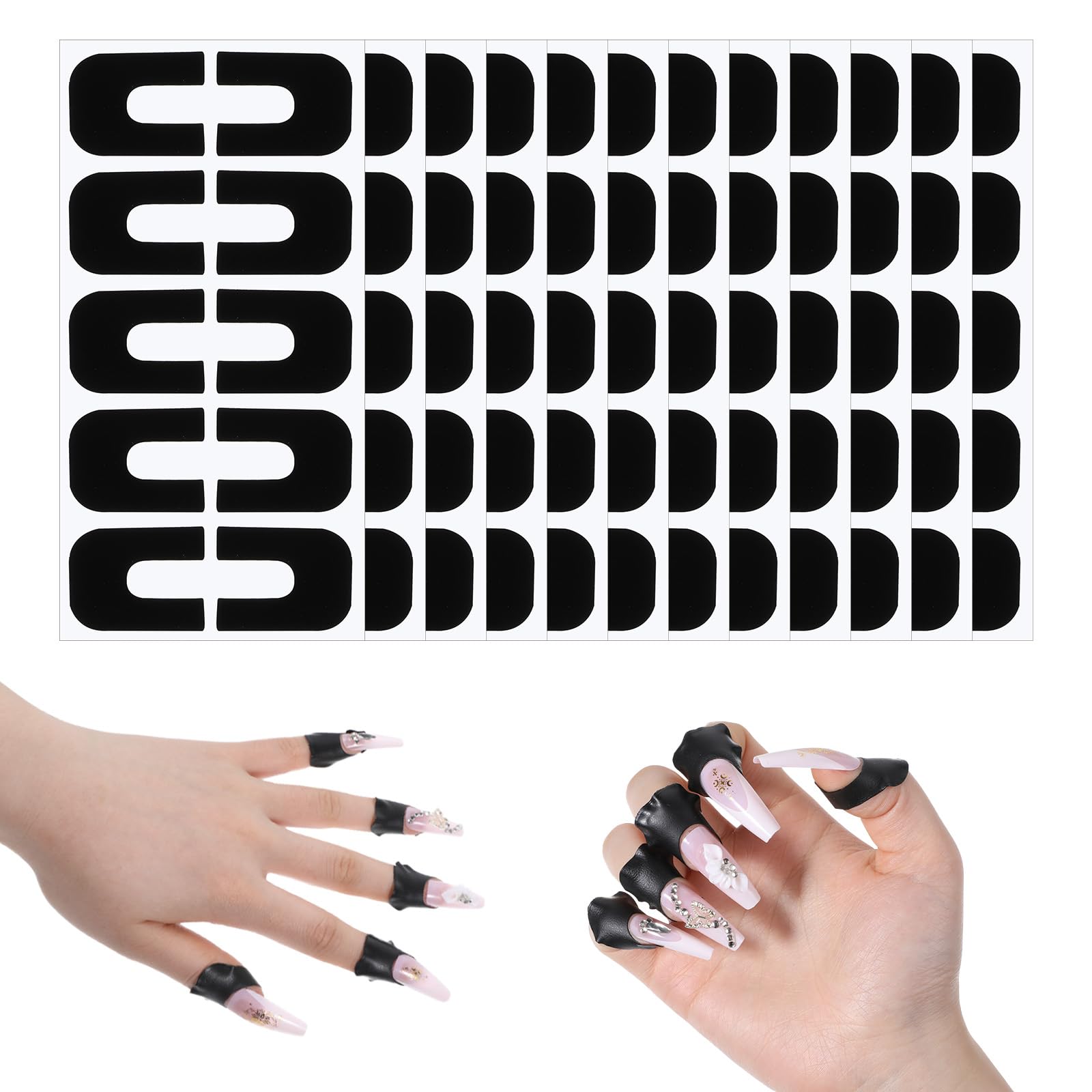 cobee 150 stencil per smalto, protezione per unghie, a forma di U, per nail art, riutilizzabile, per la barriera cutanea, kit di accessori per nail art (nero)