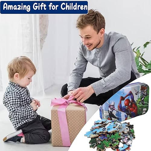 Miniatura 7 de Rompecabezas de Spiderman de 60 piezas en una caja de metal para niños de 4 a 8 años, rompecabezas de juguete para niños y niñas, rompecabezas