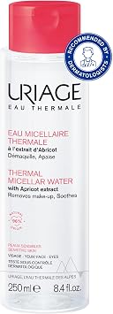 Uriage Thermal Micellar Water for Sensitive Skin 250ml - Face & Eyes - 3-in-1 Cleanses, Removes Makeup & Soothes - No rinse - Fruity & Floral Scent - 96% Ingredients of Natural Origin