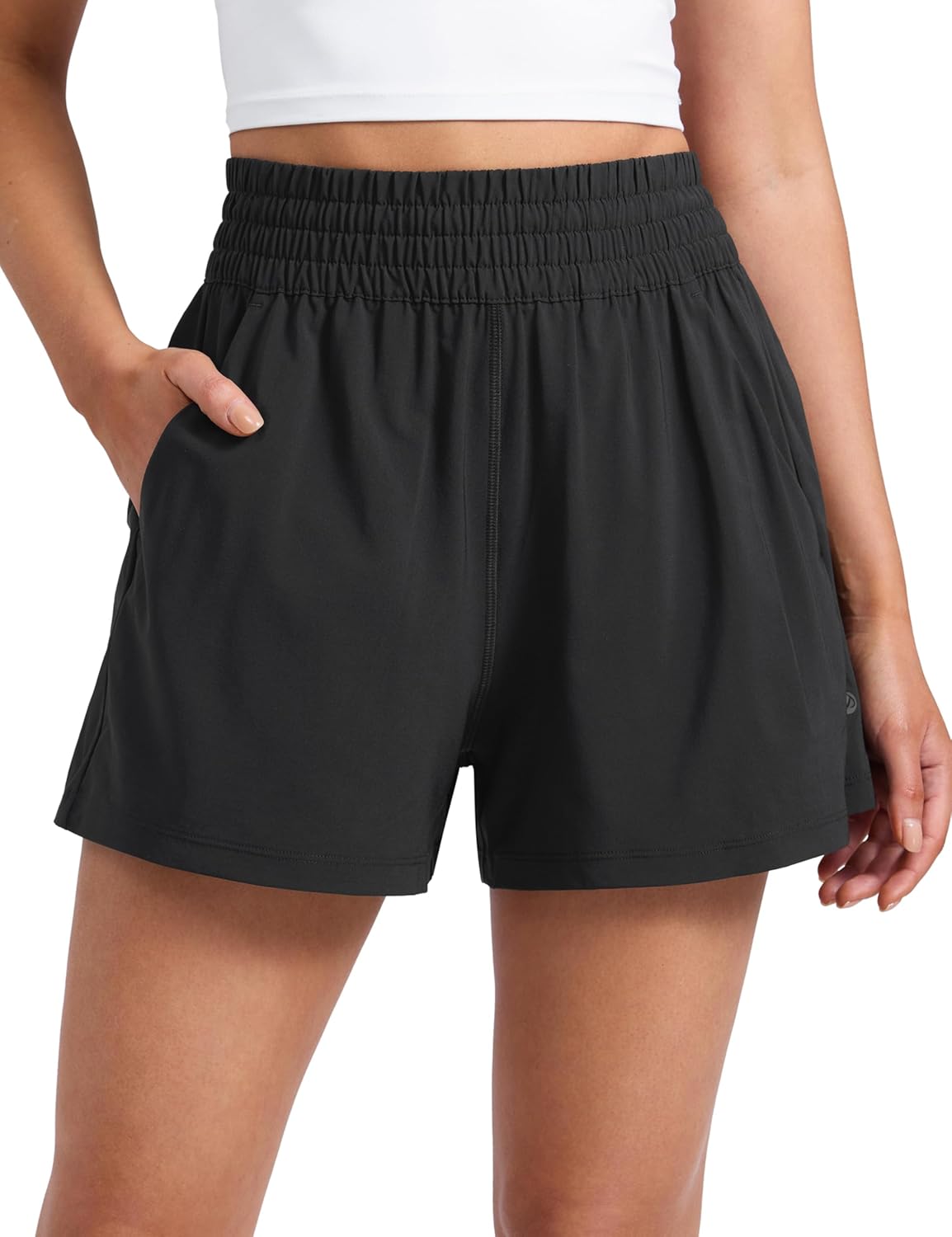 CRZ YOGA Linerless Relaxed Casual Shorts for Women 3" - High Waisted for Lounge Athletic Golf with Pockets
