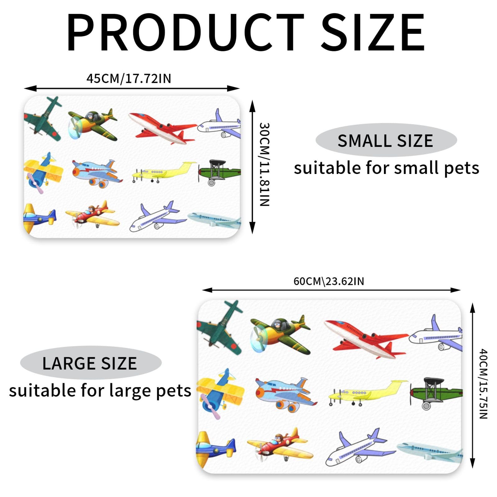 Airplane Absorbent Dog Mats for Food and Water Waterproof Pet Bowl Liner Anti-Slip Dog Feeding Mats Quick Dry Pet Placemat to Protect Floors