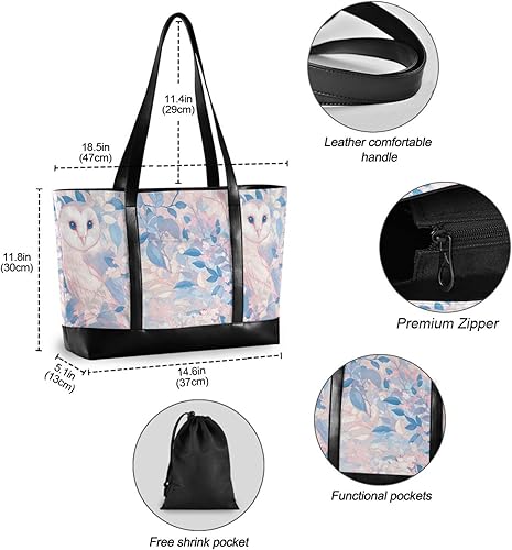 Miniatura 4 de Cartoon Barred Owl Peach fashion computer bags with zipper large tote for travel with gym maletin ejecutivo para mujer