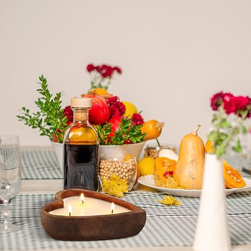 Miniatura 5 de MTLEE 4 velas de cuenco de masa de madera con forma de corazón, 4 fragancias, 3 mechas cada una de 10 pulgadas, velas de cuenco de masa para