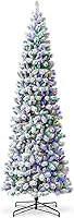 Vista 167 de Glitzhome Prelit Christmas Tree, 6ft Flocked Artificial Christmas Tree Serene Snowscape Fir with 300 Warm White Lights for Home, Office, Party