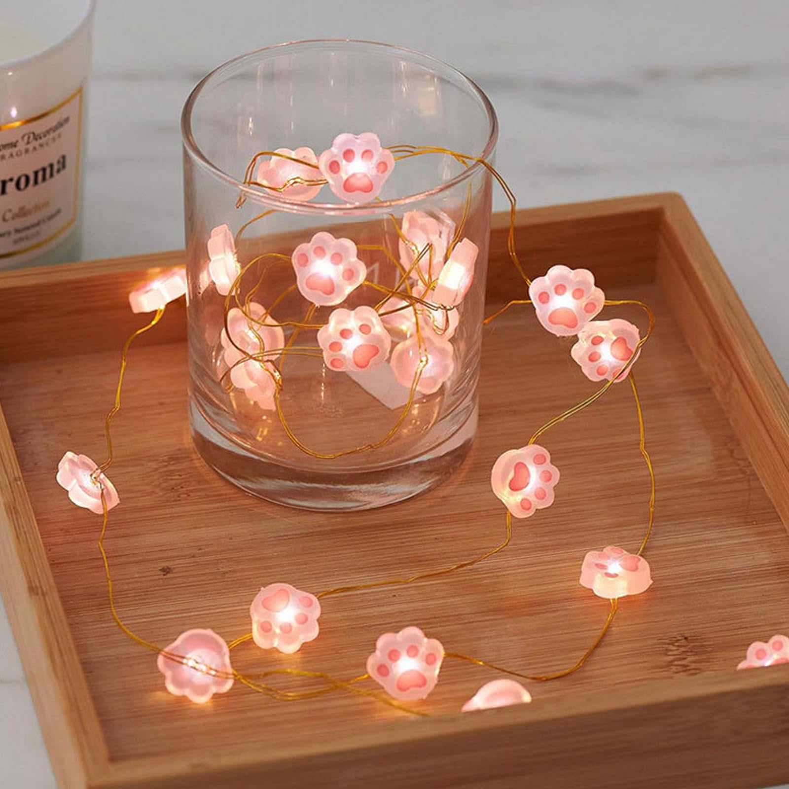 Children’s Fairy String Lights, Cute Fairy Lights 2M 20 LED Fairy Lights Battery Operated, Waterproof Flower Garland Lights for Indoor Outdoor Spring Garden Bedroom Wedding Party Decoration (Cat, 2M)