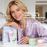 Bayfree Favorites La peau de rosée voyage & Ensemble de lèvres, hydratant Ensemble de soins de la peau coréenne avec lavage à l'essence de riz, crème à l ́eau & Masque à lèvres, Ensemble doux de soins pour les femmes filles, pour peau douce, Glowing