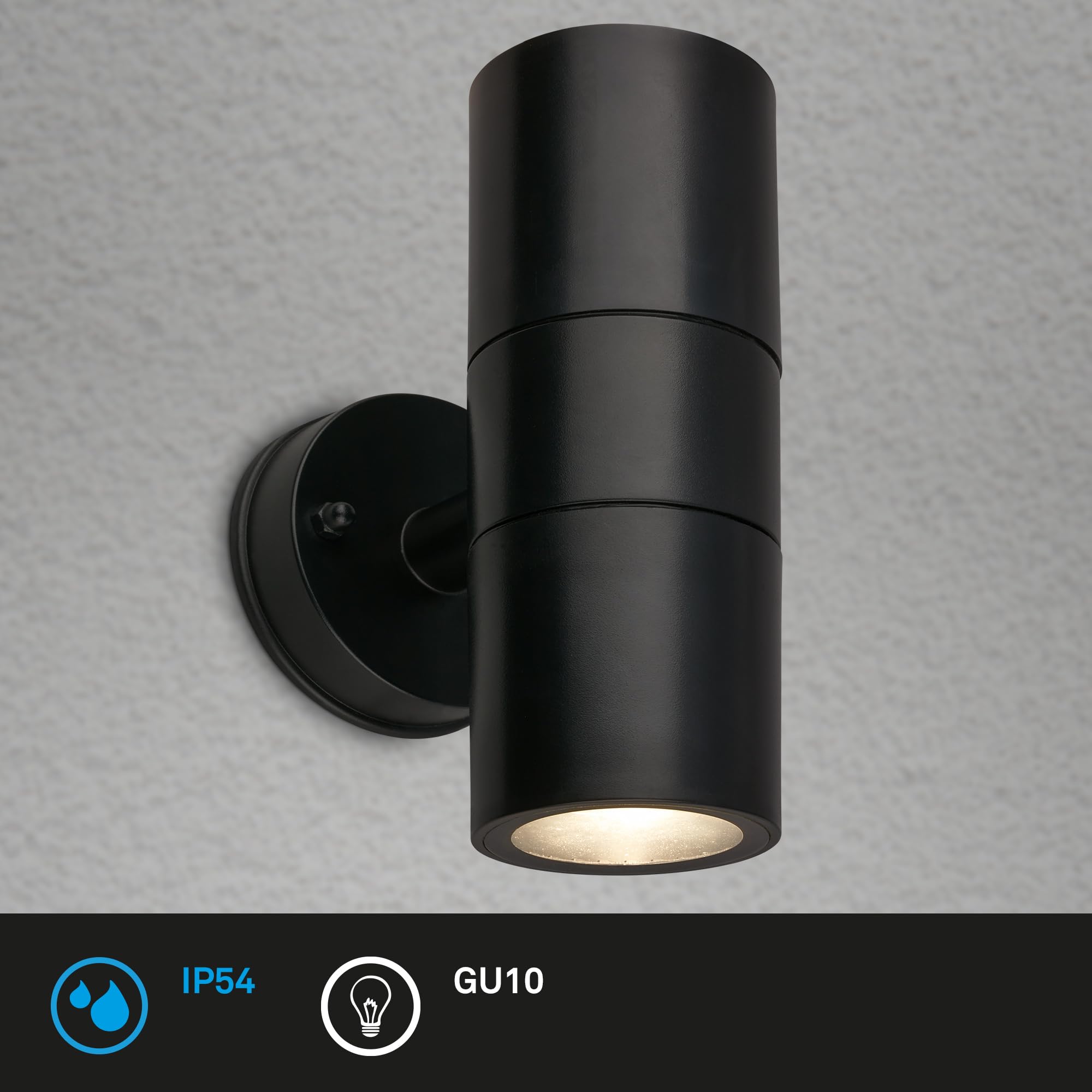 BRILONER - Zewnętrzna lampa ścienna IP54, ochrona przed bryzgą wody i kurzem, gniazdo GU10, max. 7W, lampa zewnętrzna, oświetlenie zewnętrzne, 16x7,5x11 cm, czarny