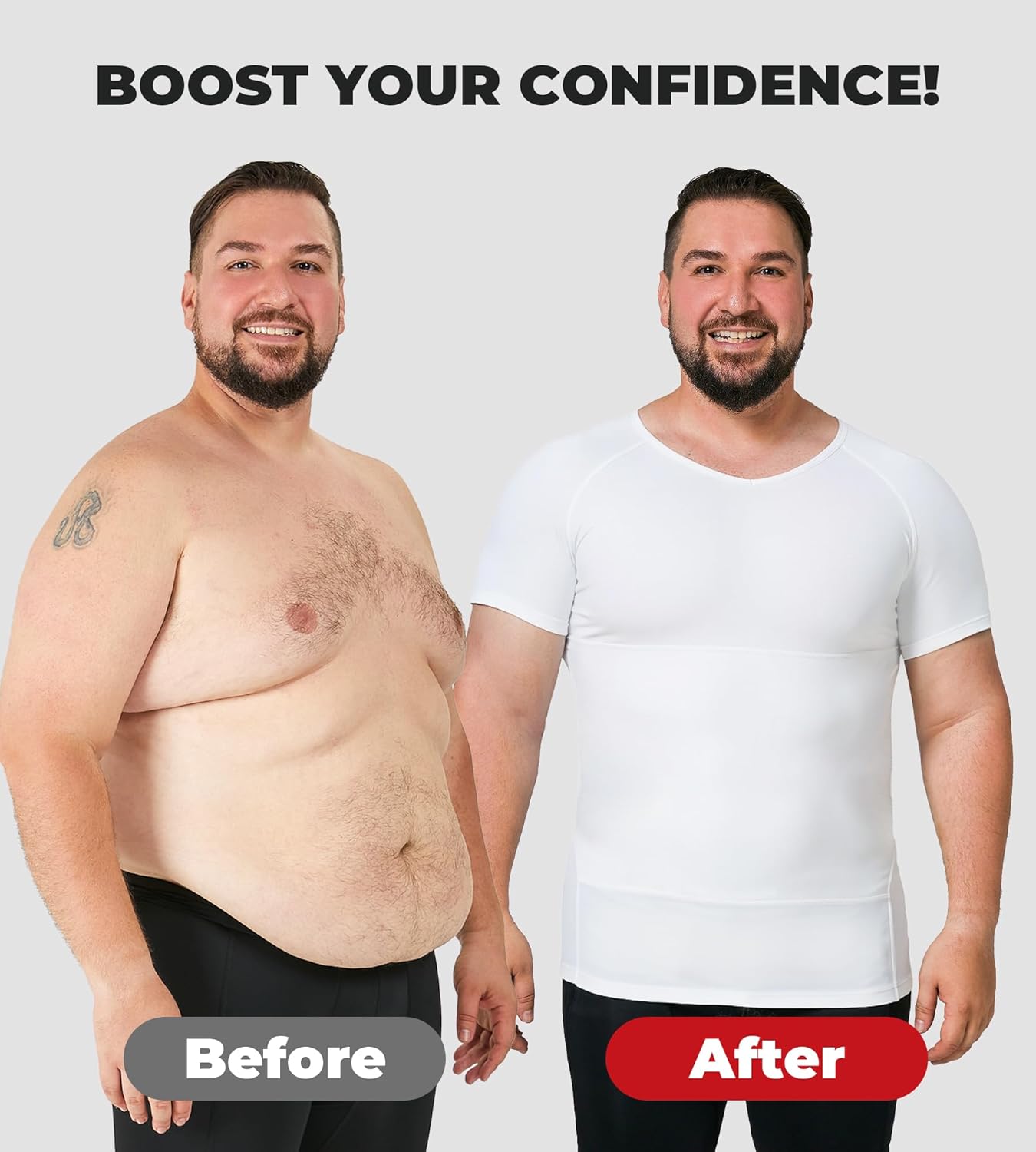 Men's Compression Shirt, V-Neck Slimming Body Shaper Short Sleeve Hide Gynecomastia Chest Underwear for Tummy Control - Image 2