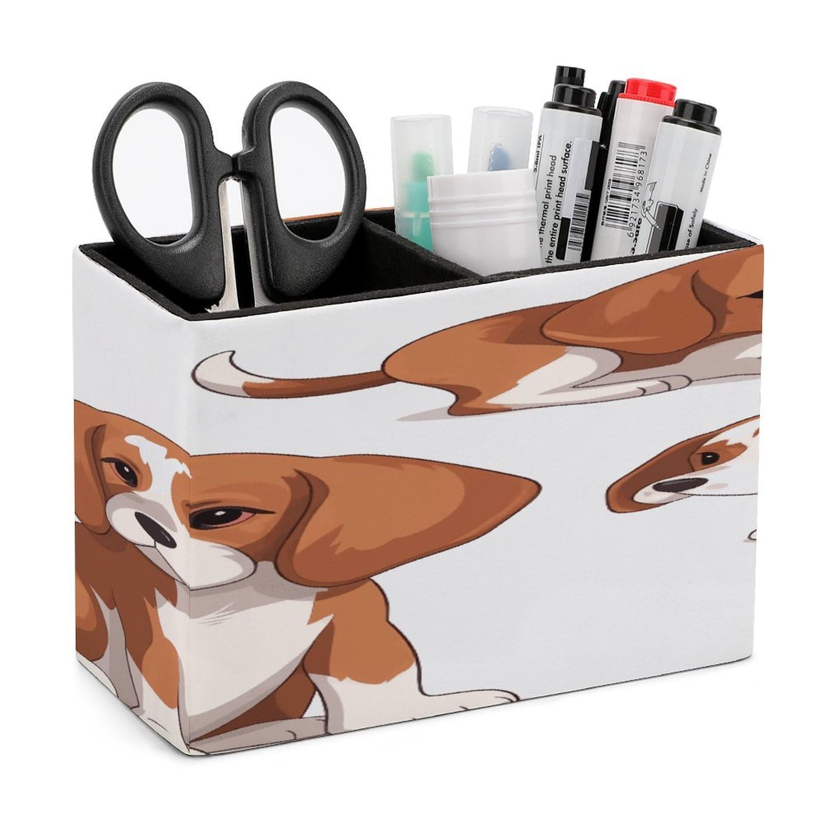 Porte-stylo beagle en cuir idéal pour l'étude et le bureau à la maison