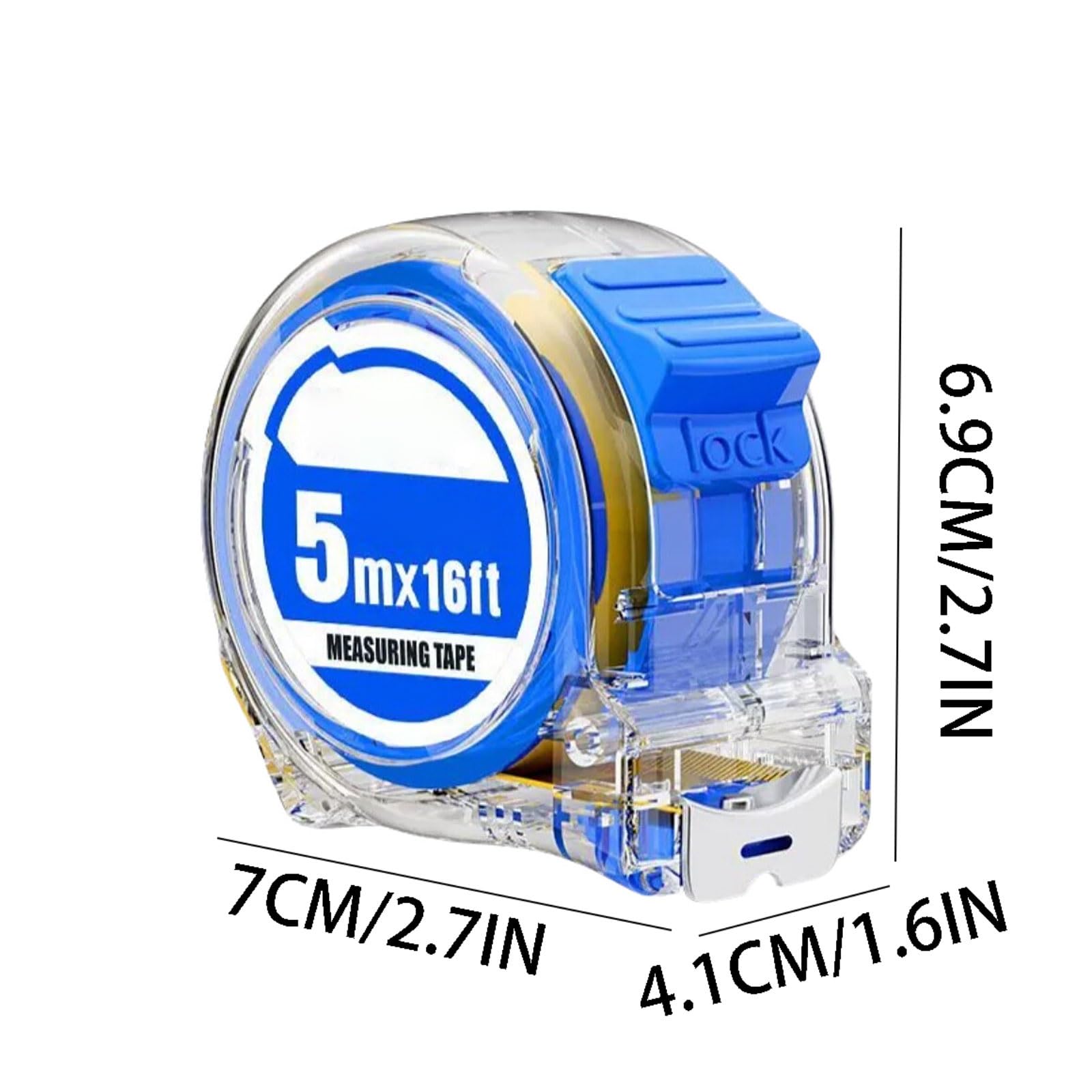 Cinta métrica compacta y Flexible con Doble Escala y Gancho de compensación de Cero