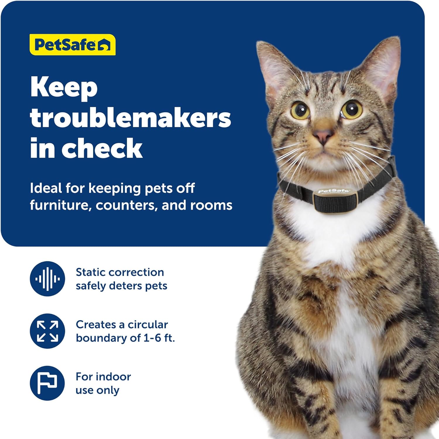 PetSafe Pawz Away Indoor Pet Barrier - Battery-Operated Indoor Invisible Containment Area with Adjustable Compatible Collar - Easy Setup for Furniture Protection