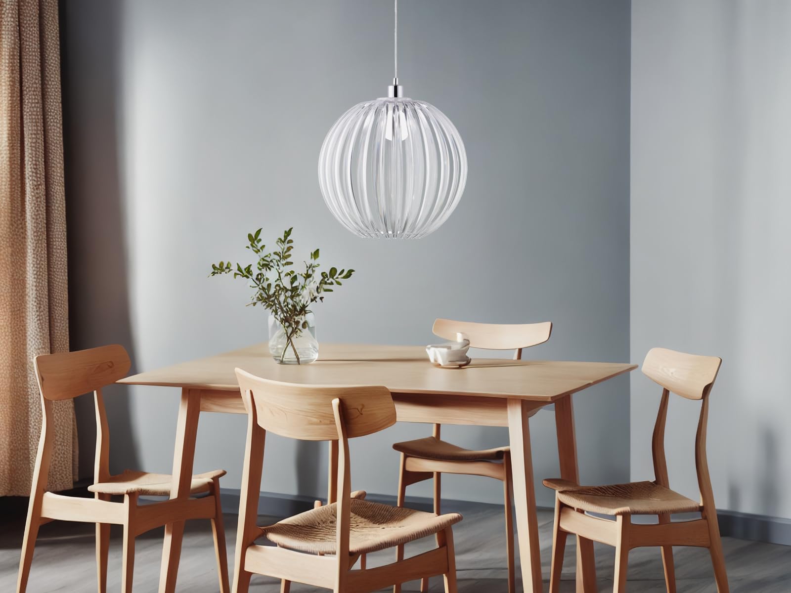 Trio Leuchten Pendelleuchte in Chrom, Acrylstäbe transparent, exklusive 1x E27 maximal 60W, ø 40 cm, Höhe: 150 cm 304100100