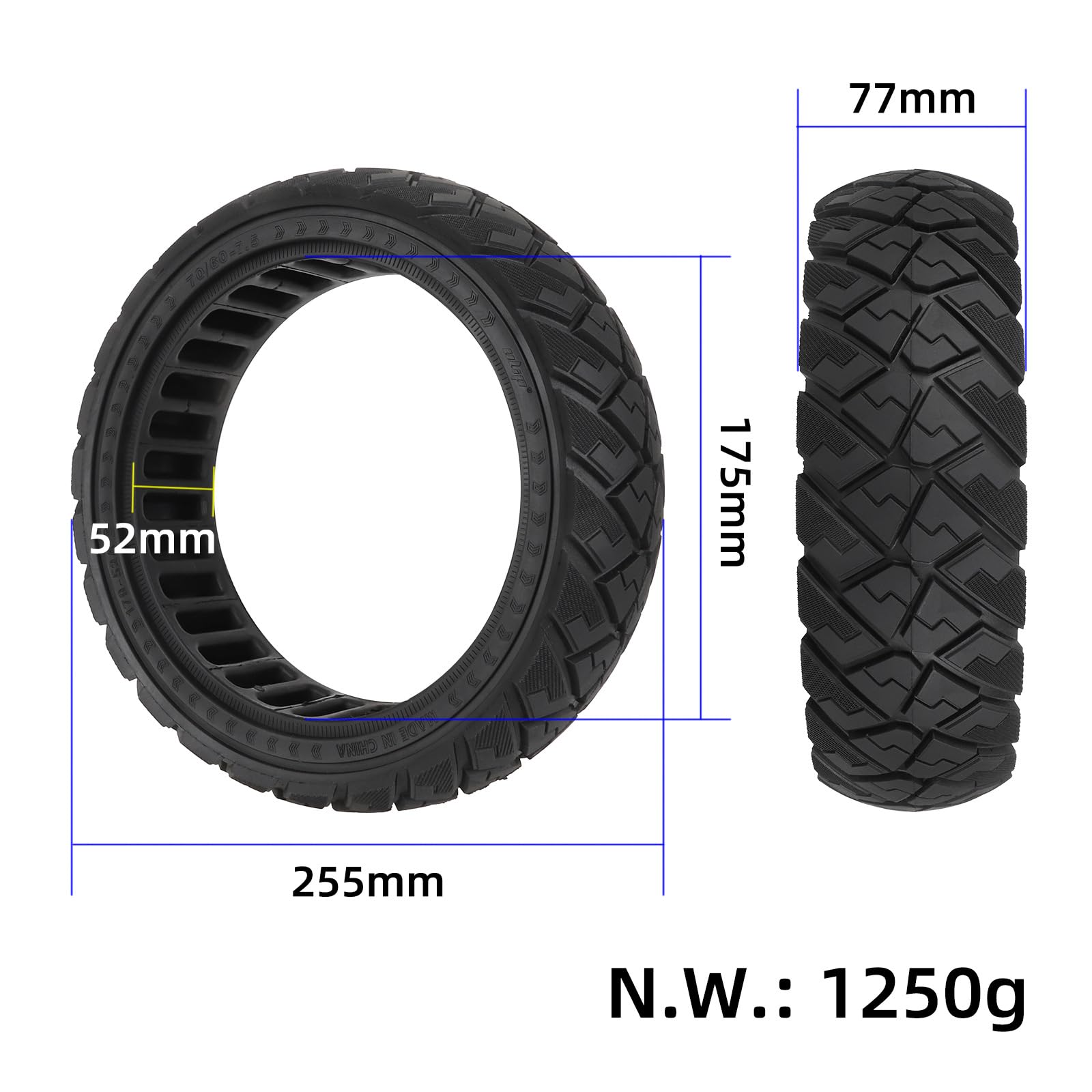 VOLOHAS 70/60-7.5 Full Tire for Segway Ninebot ZT3, ZT3 Pro & G3 Electric Scooters - Image 4