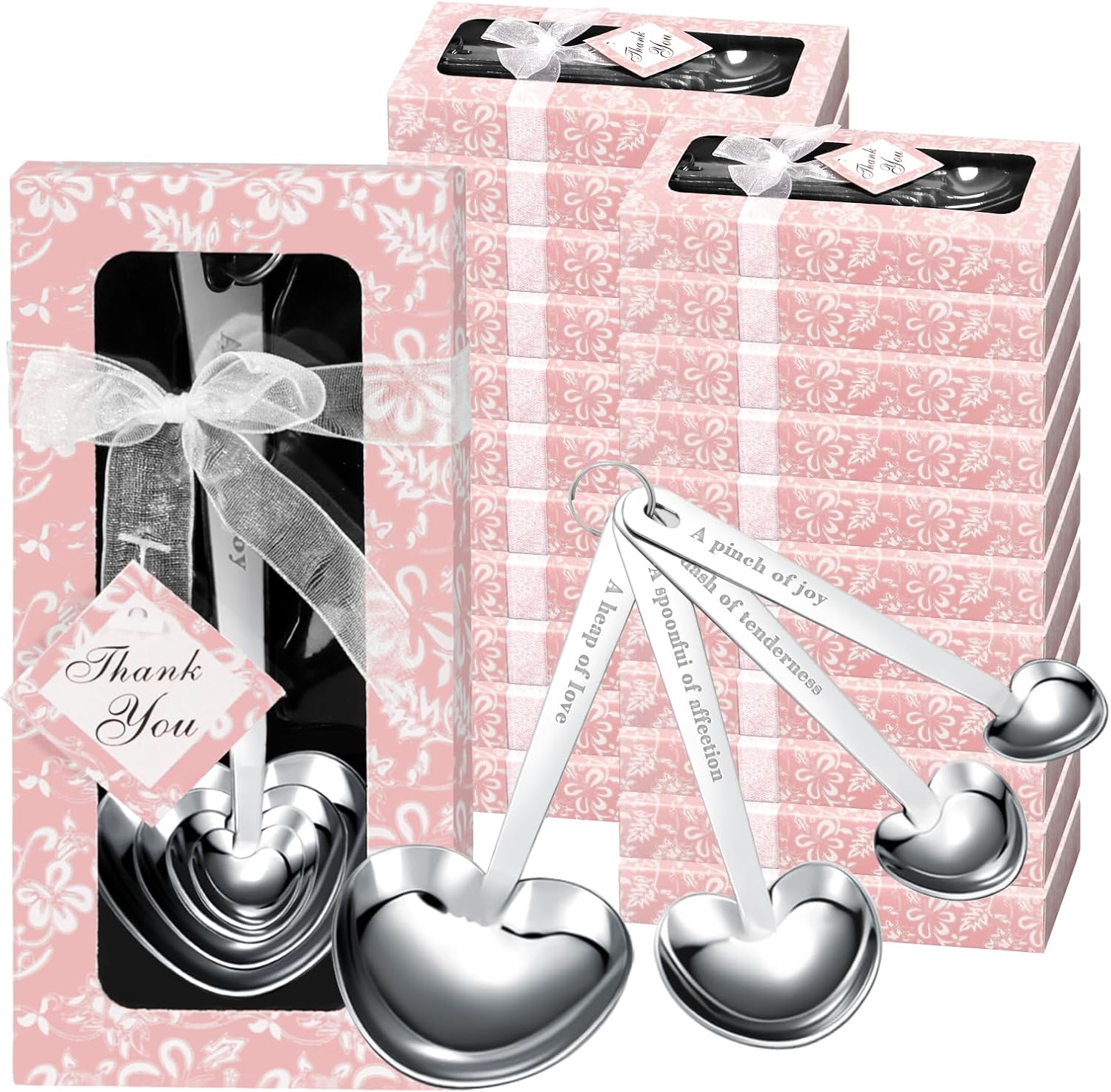 50PCS Heart Shaped Measuring Spoons Plastic Measuring Spoons Party Favors for Bridal Shower Wedding Anniversary Baby Shower Decoration Gifts Individual Souvenirs