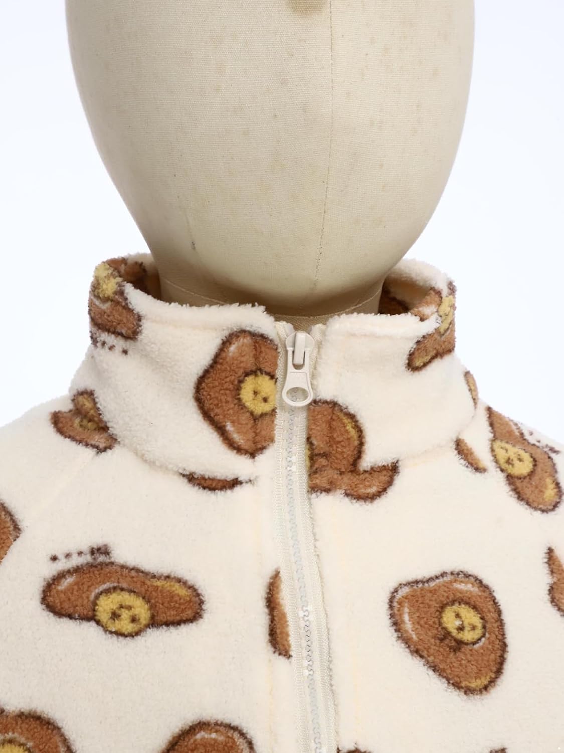 Unisex Kids Thick Jacket Pants Animal Print Fleece Zipper Sweatsuits Thermal Clothing Sets