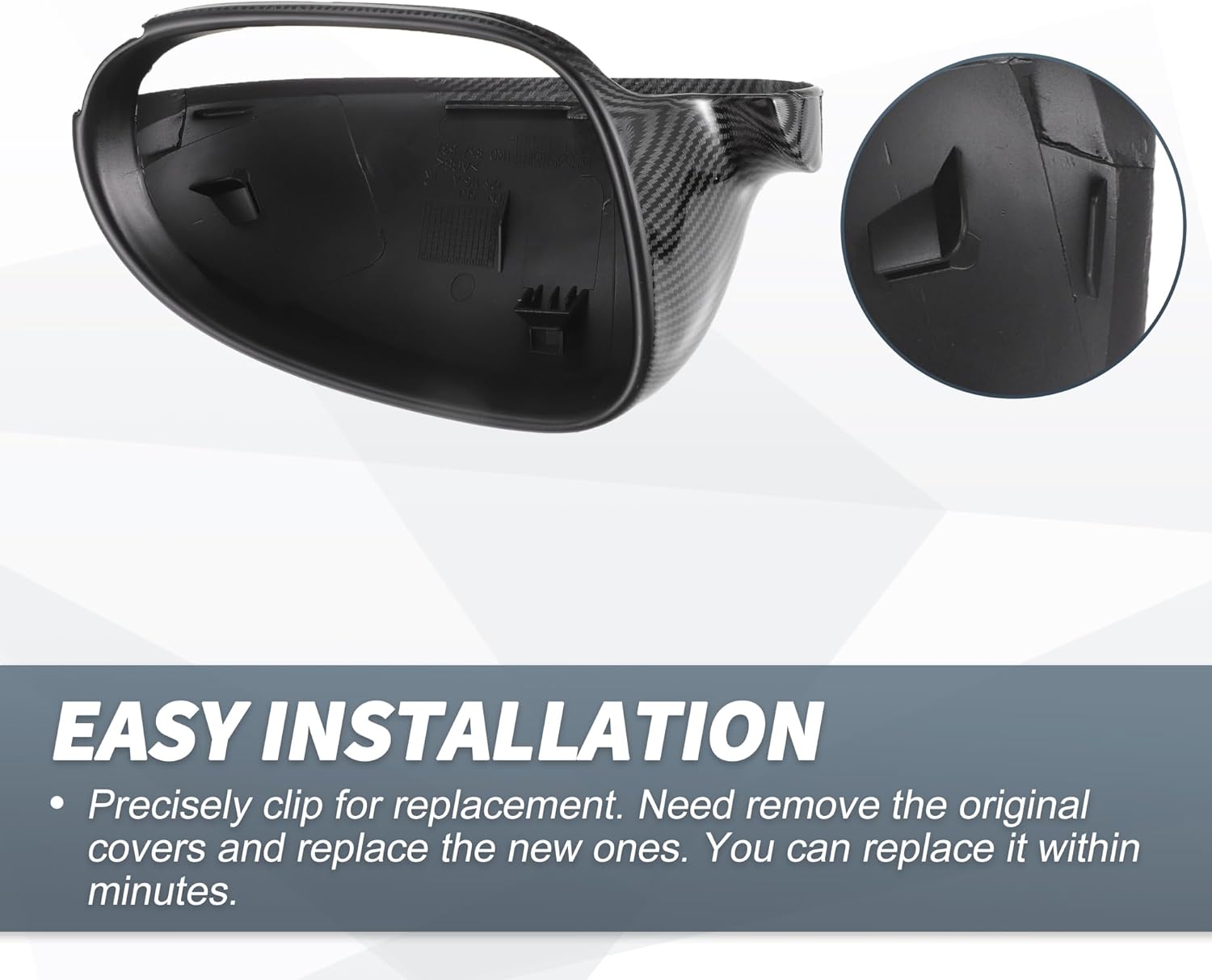 X AUTOHAUX Pair Car Rear View Driver Passenger Side Mirror Cover Cap Replacement Black Carbon Fiber for Volkswagen Golf 5 GTI Jetta MK5 Passat B6 Sharan Mirror Guard Covers Decoration Trim