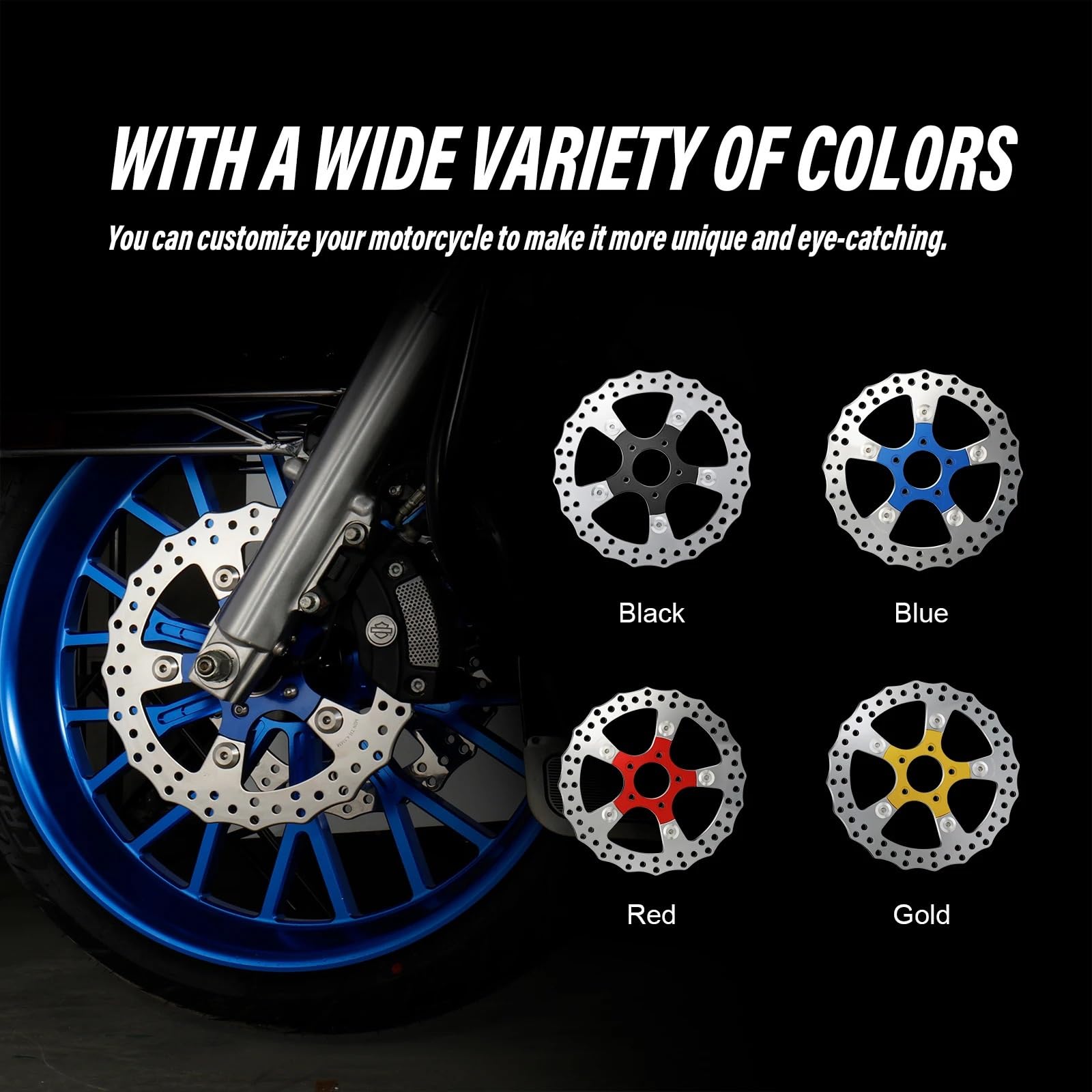 Motocyklowe tarcze hamulcowe Hamulce przednia tyln Pasuje Do Przednich Pływających Tarcz Hamulcowych Pasuje Do Softail Dyna 11,8 Cala(Anodized Blue)