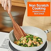 Vista 3 de Juego de 6 cucharas de madera de teca para cocinar, espátula de cocina, espátula ranurada, utensilios de madera antiadherentes para servir, remover